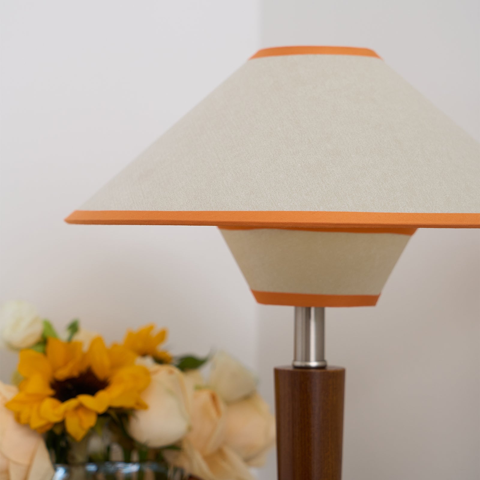 Wood Table Lamp 17.3 in Fabric Shade E26 Bedroom Nightstand Living Room Modern Lighting | Thomler