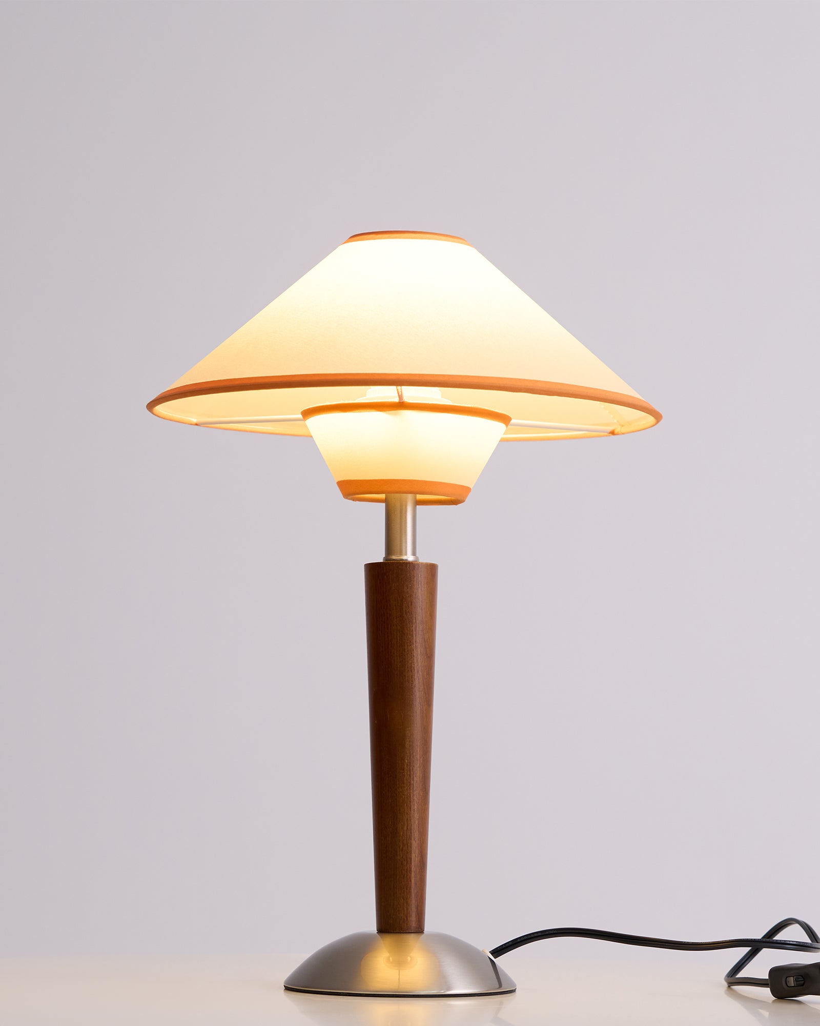 Wood Table Lamp 17.3 in Fabric Shade E26 Bedroom Nightstand Living Room Modern Lighting | Thomler