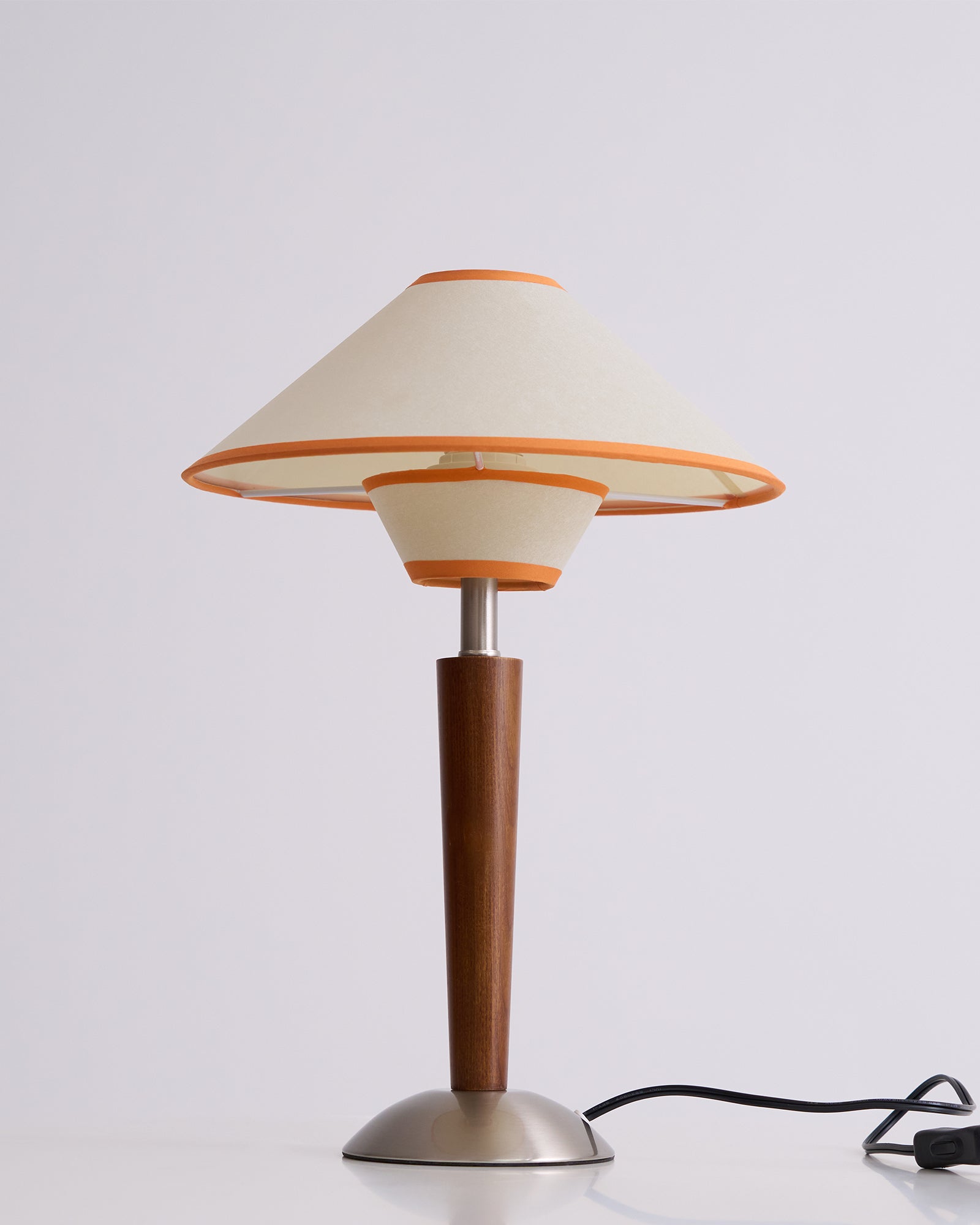 Wood Table Lamp 17.3 in Fabric Shade E26 Bedroom Nightstand Living Room Modern Lighting | Thomler