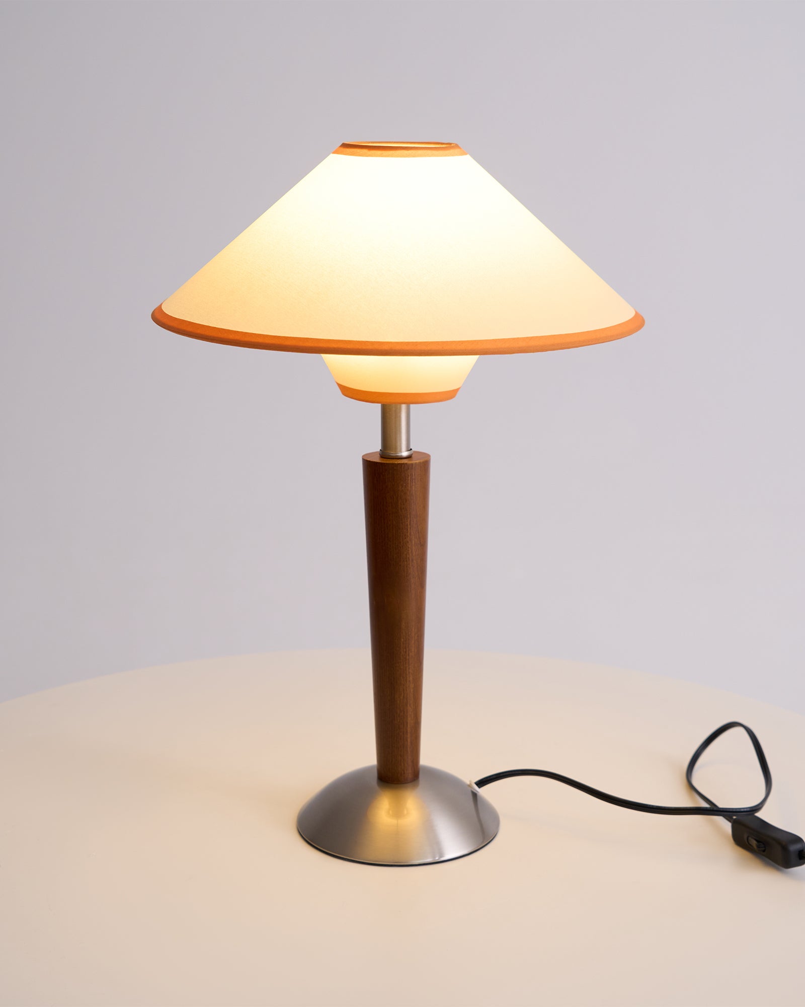 Wood Table Lamp 17.3 in Fabric Shade E26 Bedroom Nightstand Living Room Modern Lighting | Thomler