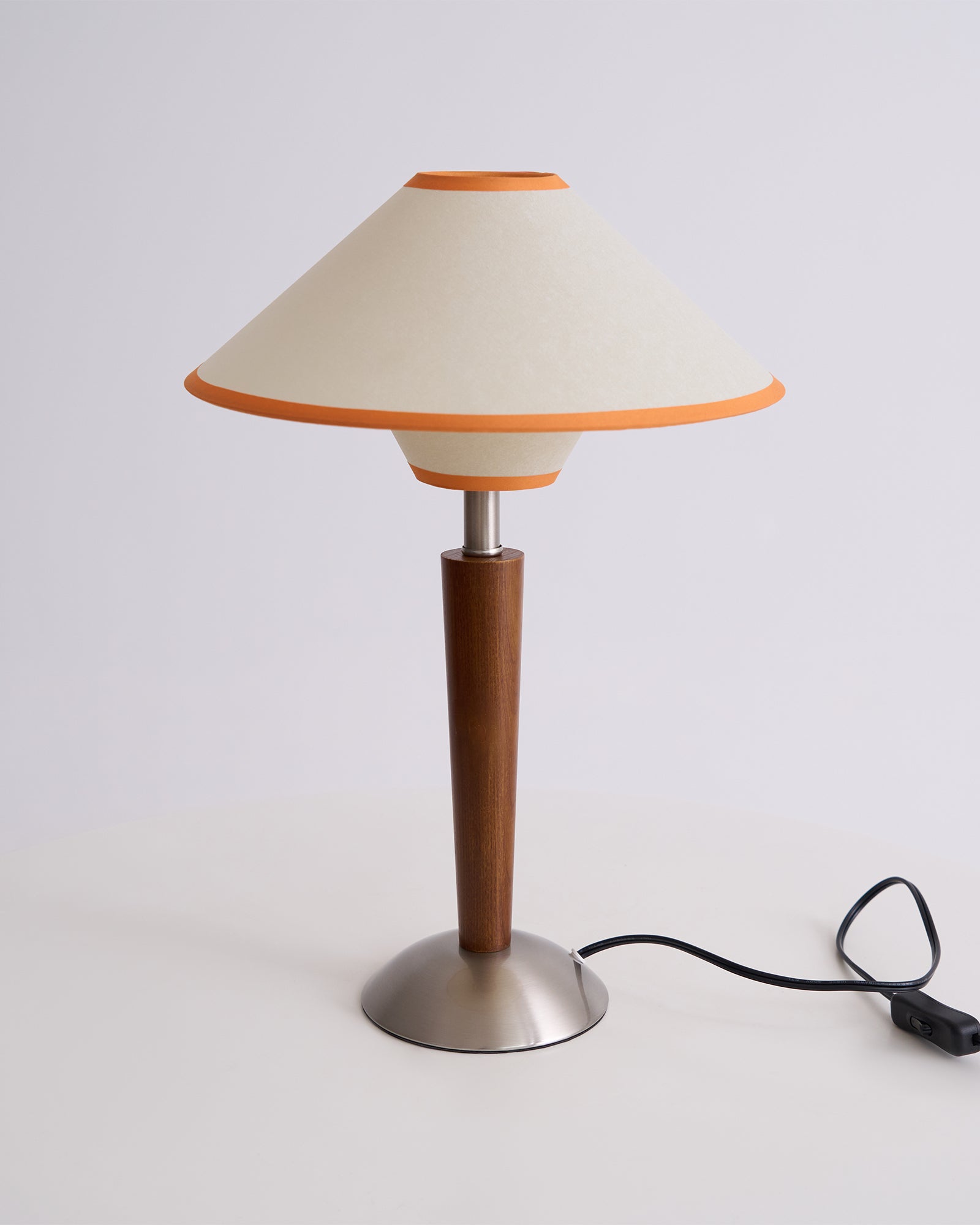 Wood Table Lamp 17.3 in Fabric Shade E26 Bedroom Nightstand Living Room Modern Lighting | Thomler