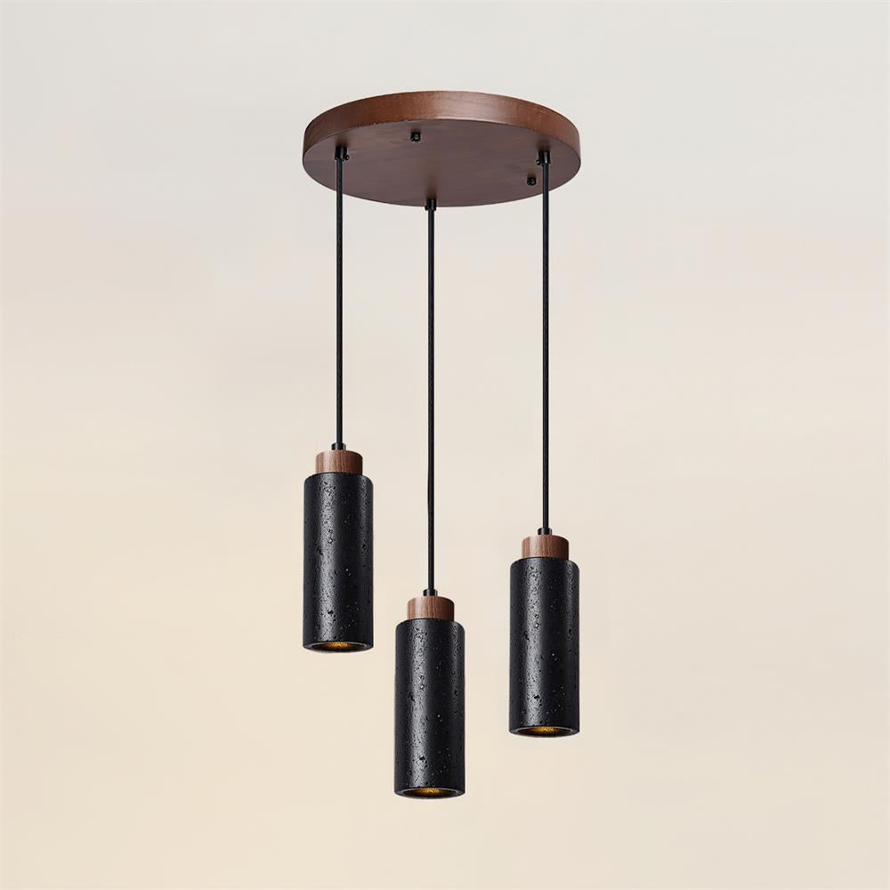 Pendant Light Travertine Stone Wood 25.0 cm Beige Dining Table Living Room LED Hanging Lamp Modern Minimalist Home Lighting | Thomler
