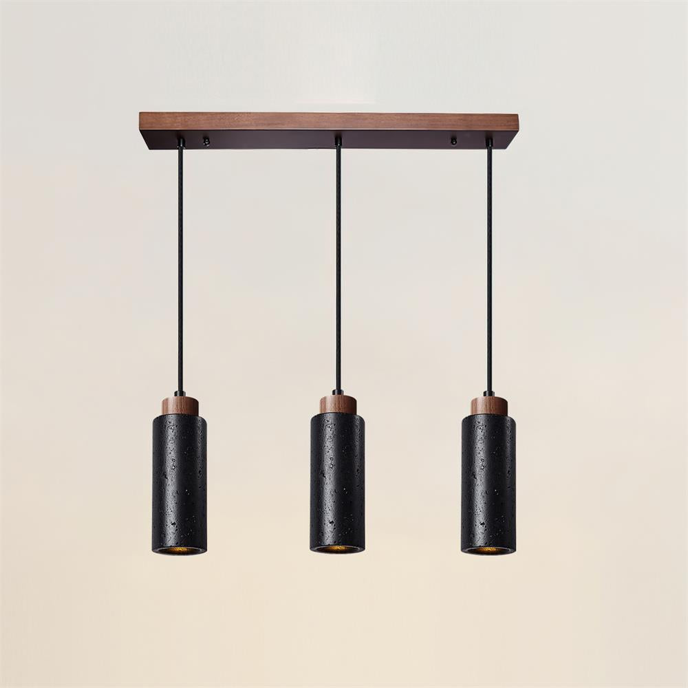 Pendant Light Travertine Stone Wood 25.0 cm Beige Dining Table Living Room LED Hanging Lamp Modern Minimalist Home Lighting | Thomler