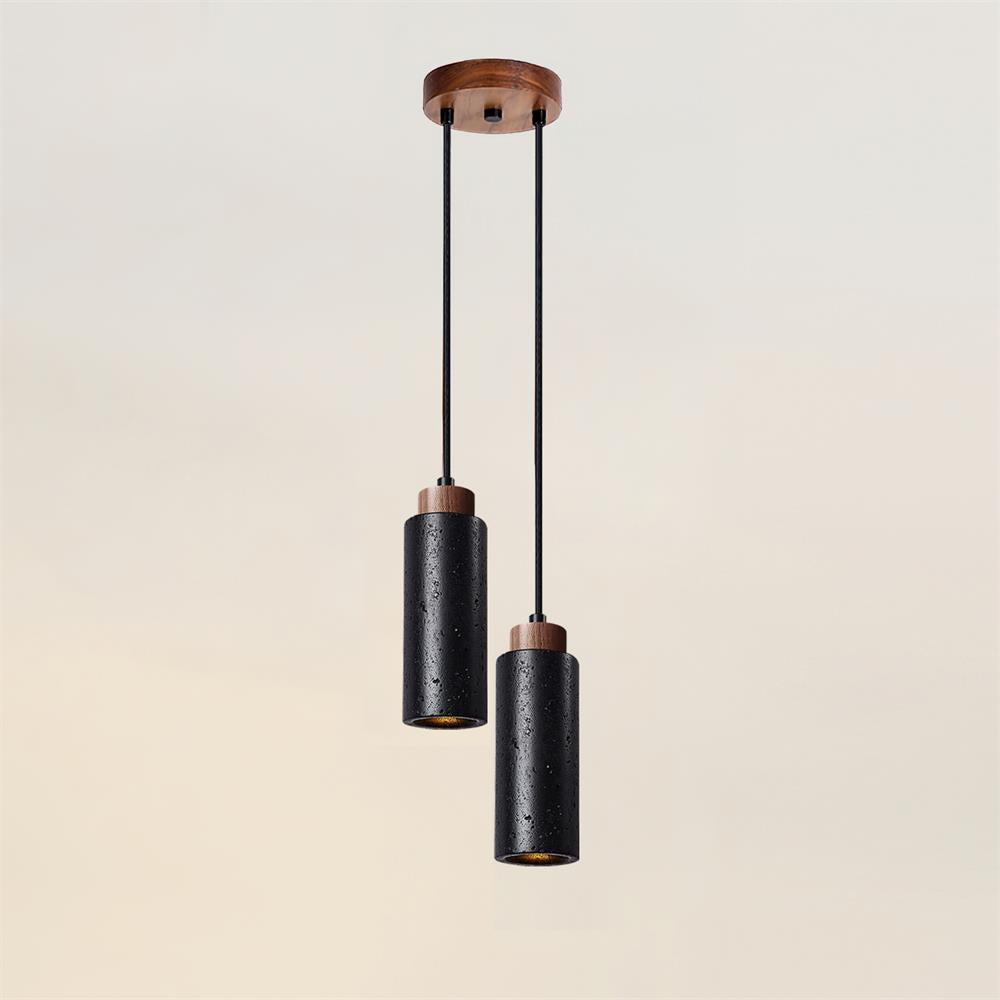 Pendant Light Travertine Stone Wood 25.0 cm Beige Dining Table Living Room LED Hanging Lamp Modern Minimalist Home Lighting | Thomler