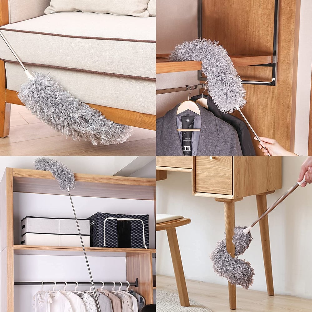 Extendable Microfiber Duster with Telescoping Handle – Bendable Head, Washable, Reaches 8 Feet for Ceiling Fans, High Shelves, Baseboards | Thomler
