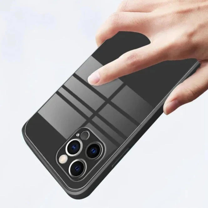 iPhone Protective Case with Detachable Wrist Strap & Glass Back – Anti-Fingerprint Shockproof Cover for iPhone 17, 16, 15, 14 Pro Max Plus | Thomler