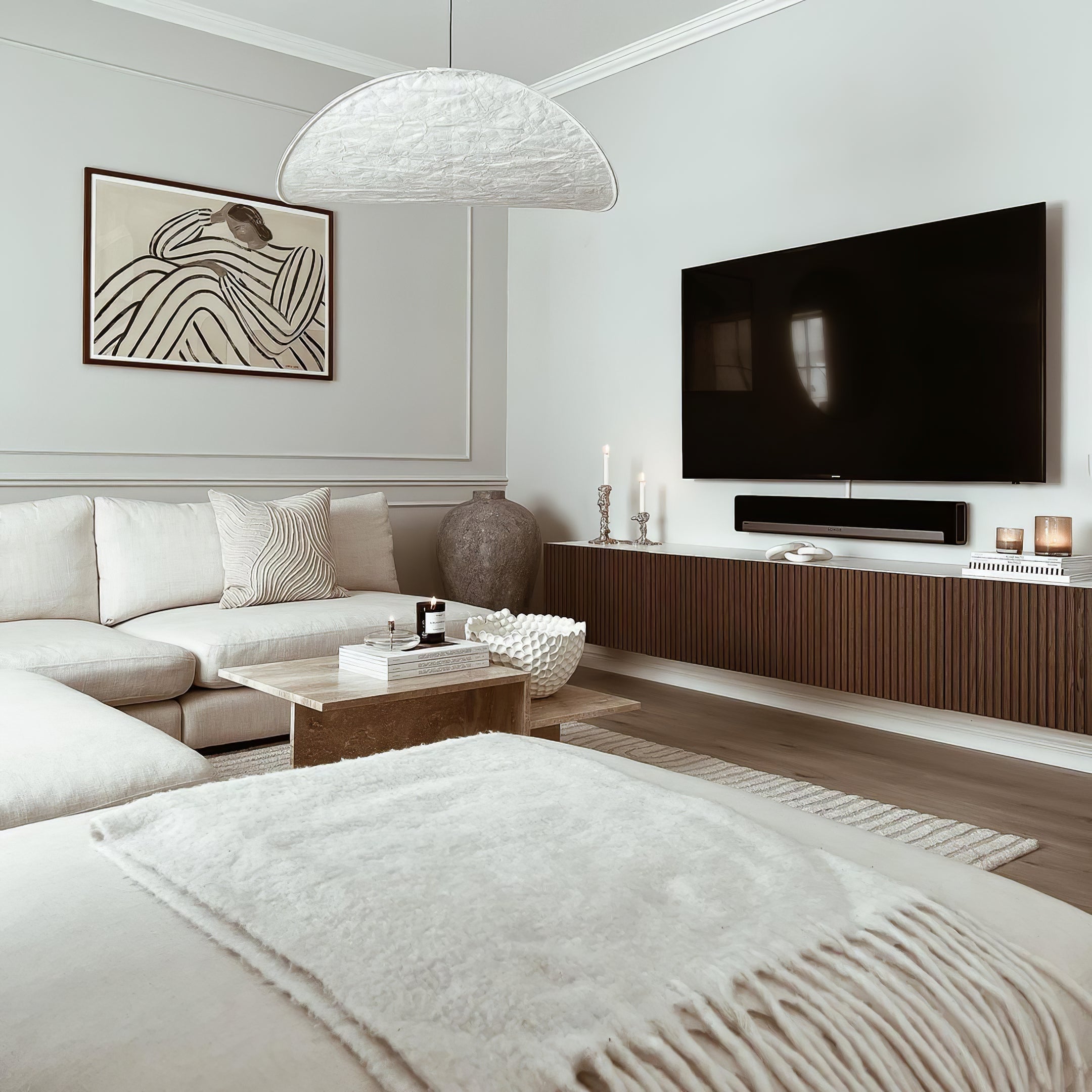 Tense Cloud Pendant Light 31.4 in LED White Ceiling Living Room Dining Modern Hanging Lamp Soft Diffuser Adjustable | Thomler