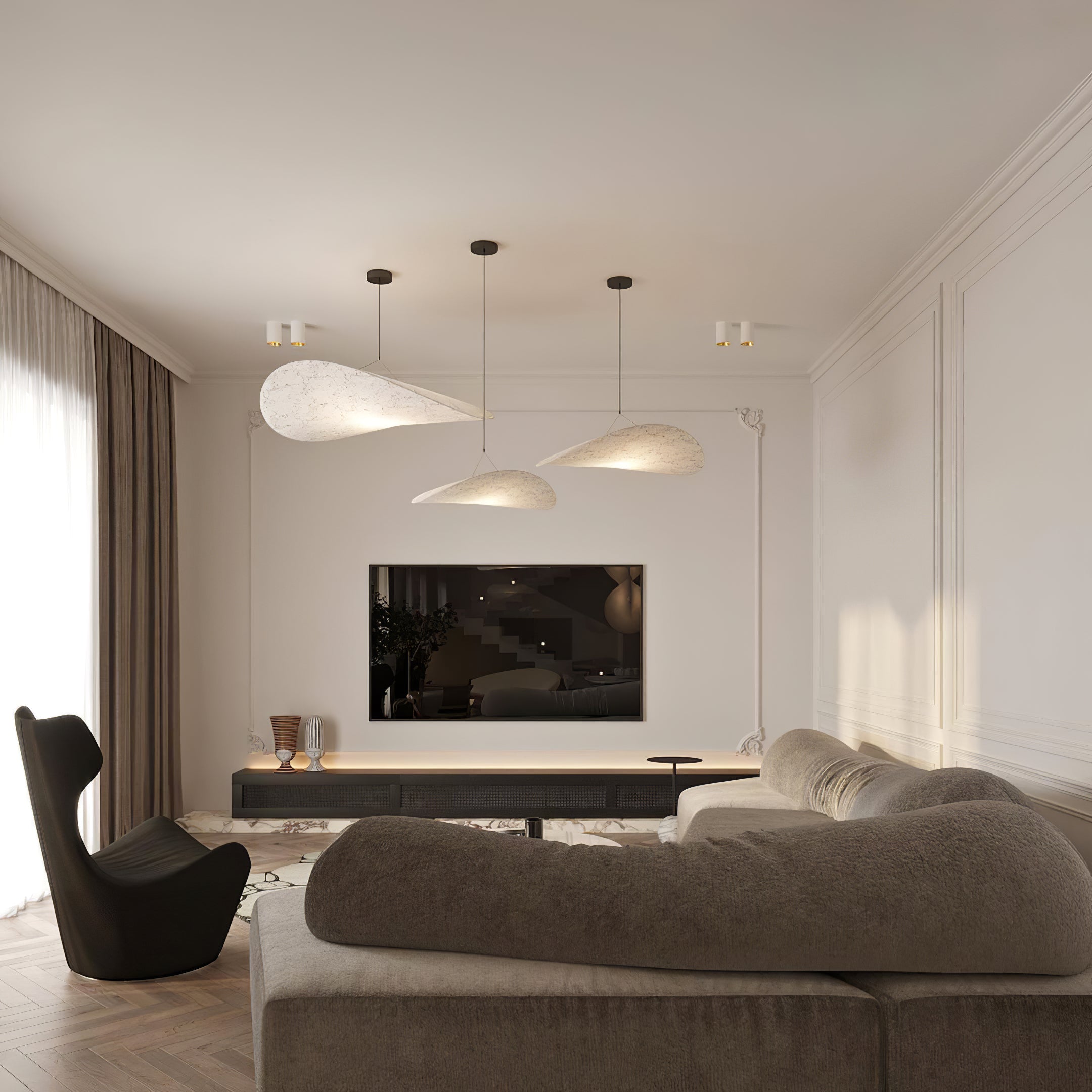 Tense Cloud Pendant Light 31.4 in LED White Ceiling Living Room Dining Modern Hanging Lamp Soft Diffuser Adjustable | Thomler