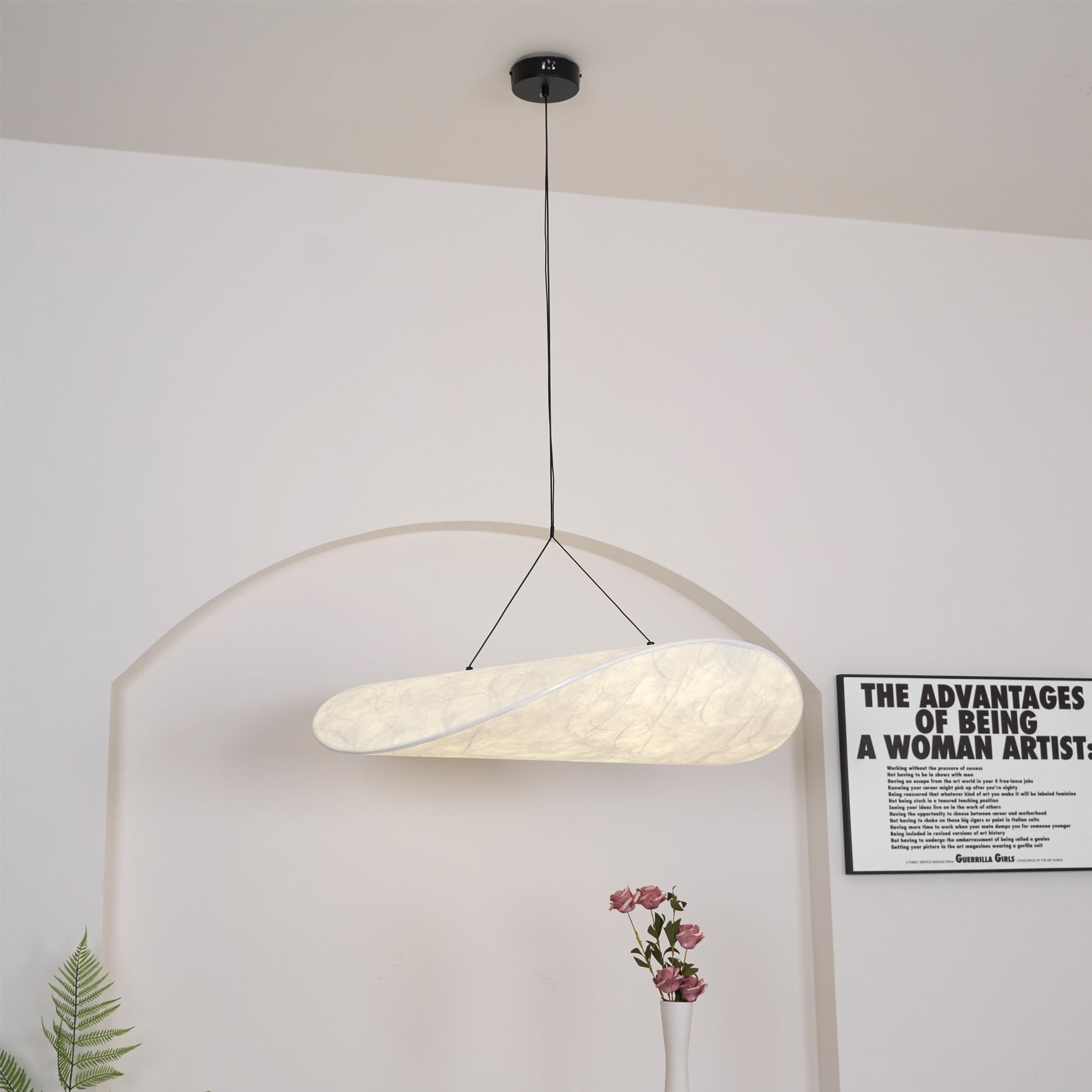 Tense Cloud Pendant Light 31.4 in LED White Ceiling Living Room Dining Modern Hanging Lamp Soft Diffuser Adjustable | Thomler