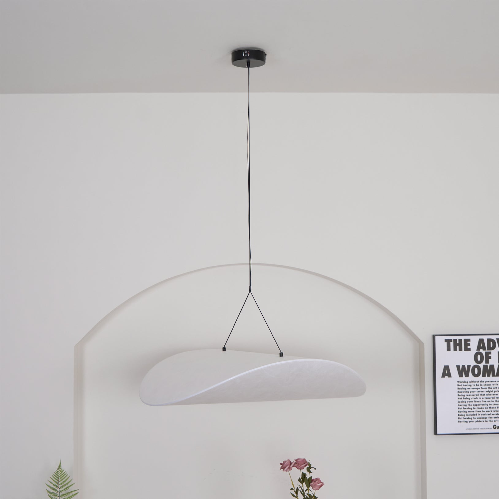 Tense Cloud Pendant Light 31.4 in LED White Ceiling Living Room Dining Modern Hanging Lamp Soft Diffuser Adjustable | Thomler