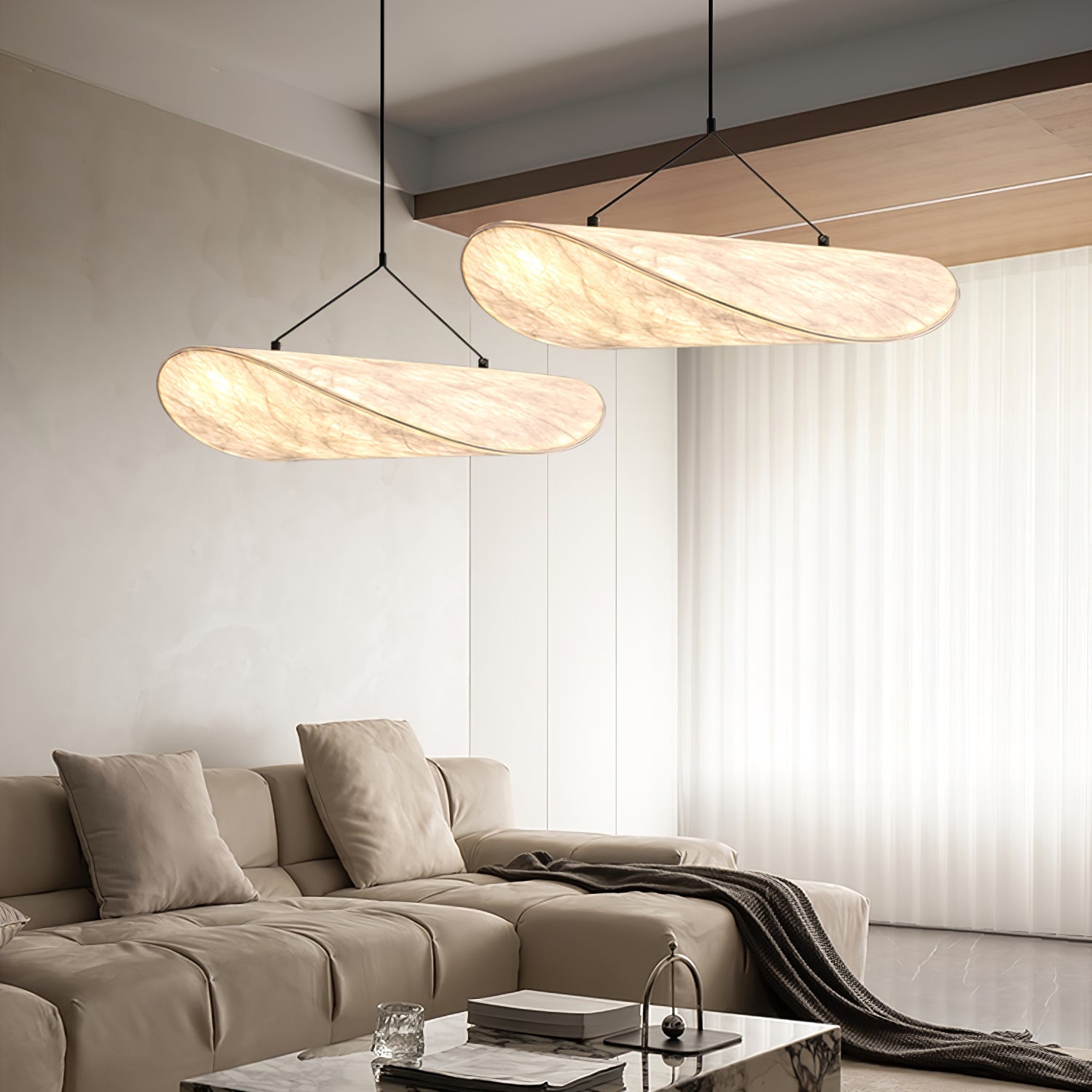 Tense Cloud Pendant Light 31.4 in LED White Ceiling Living Room Dining Modern Hanging Lamp Soft Diffuser Adjustable | Thomler