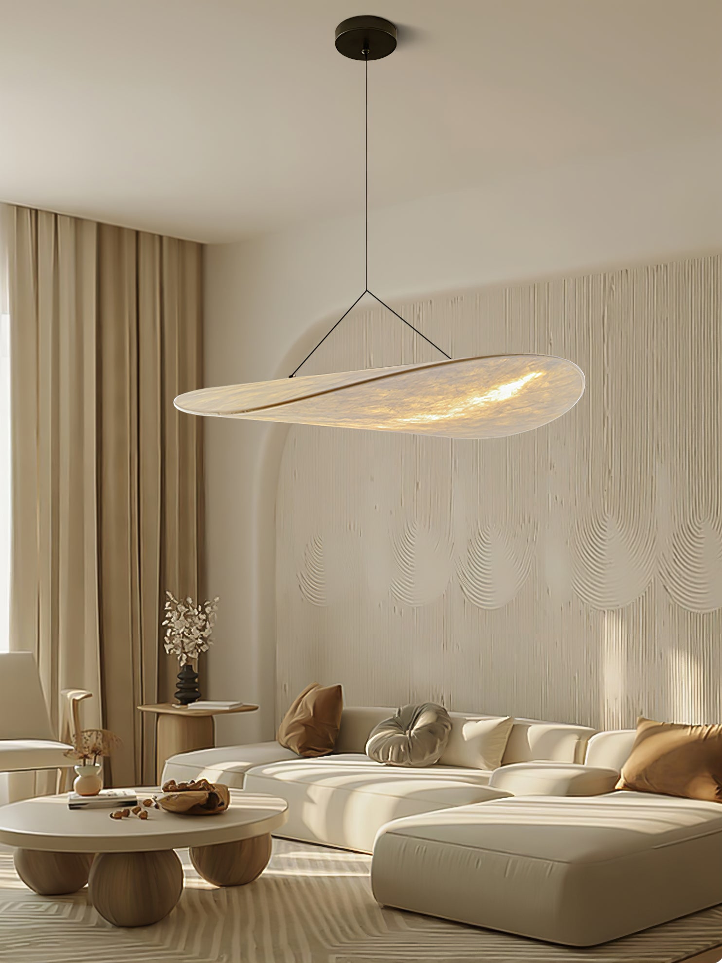 Tense Cloud Pendant Light 31.4 in LED White Ceiling Living Room Dining Modern Hanging Lamp Soft Diffuser Adjustable | Thomler