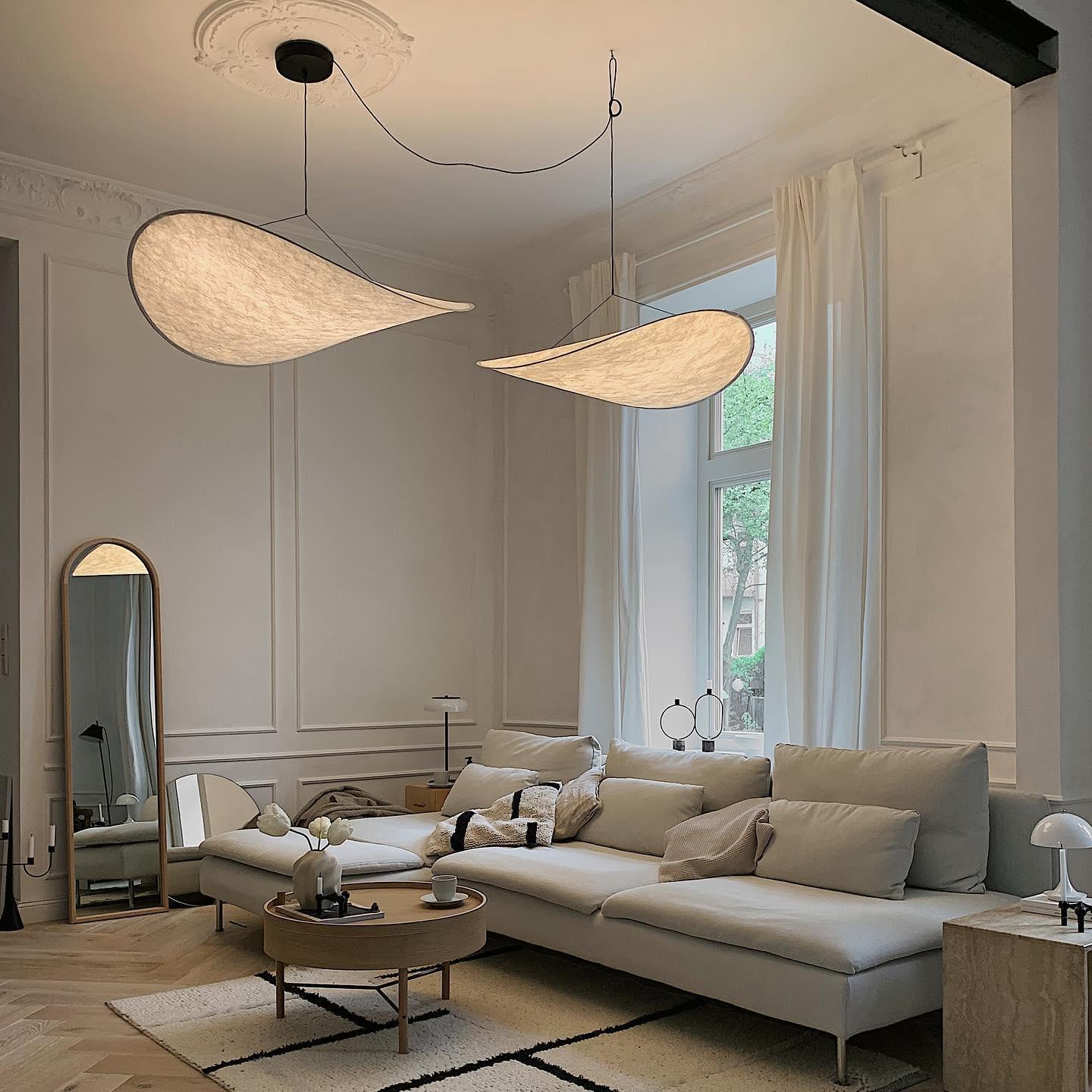 Tense Cloud Pendant Light 31.4 in LED White Ceiling Living Room Dining Modern Hanging Lamp Soft Diffuser Adjustable | Thomler