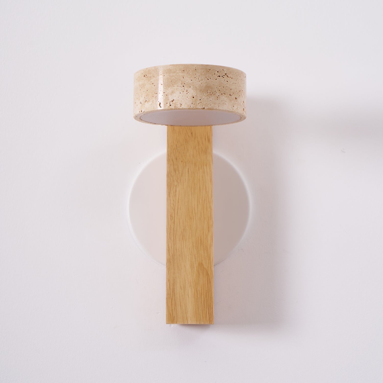 Wall Light Wood Yellow Travertine 9 in Tilted LED Indoor Bathroom Accent Lighting Modern | Thomler