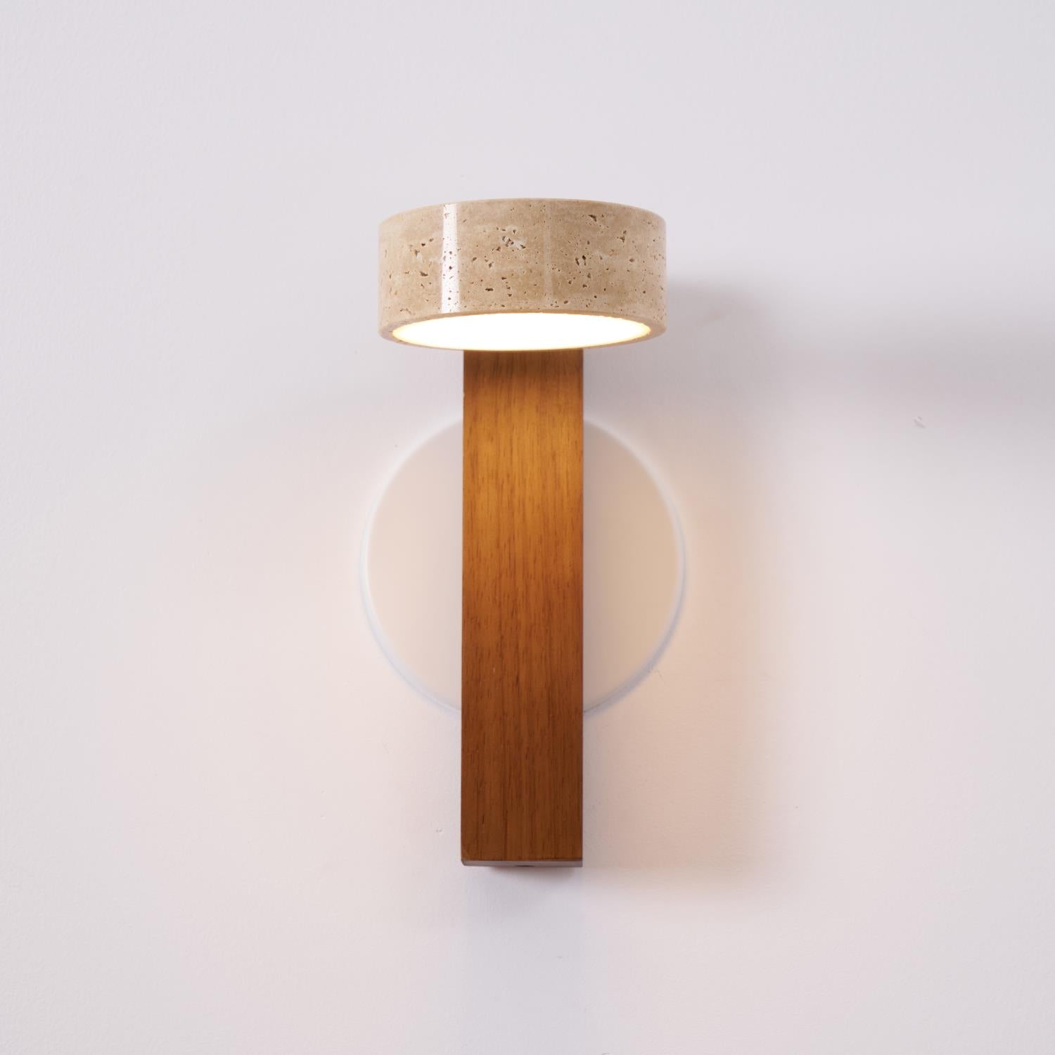 Wall Light Wood Yellow Travertine 9 in Tilted LED Indoor Bathroom Accent Lighting Modern | Thomler
