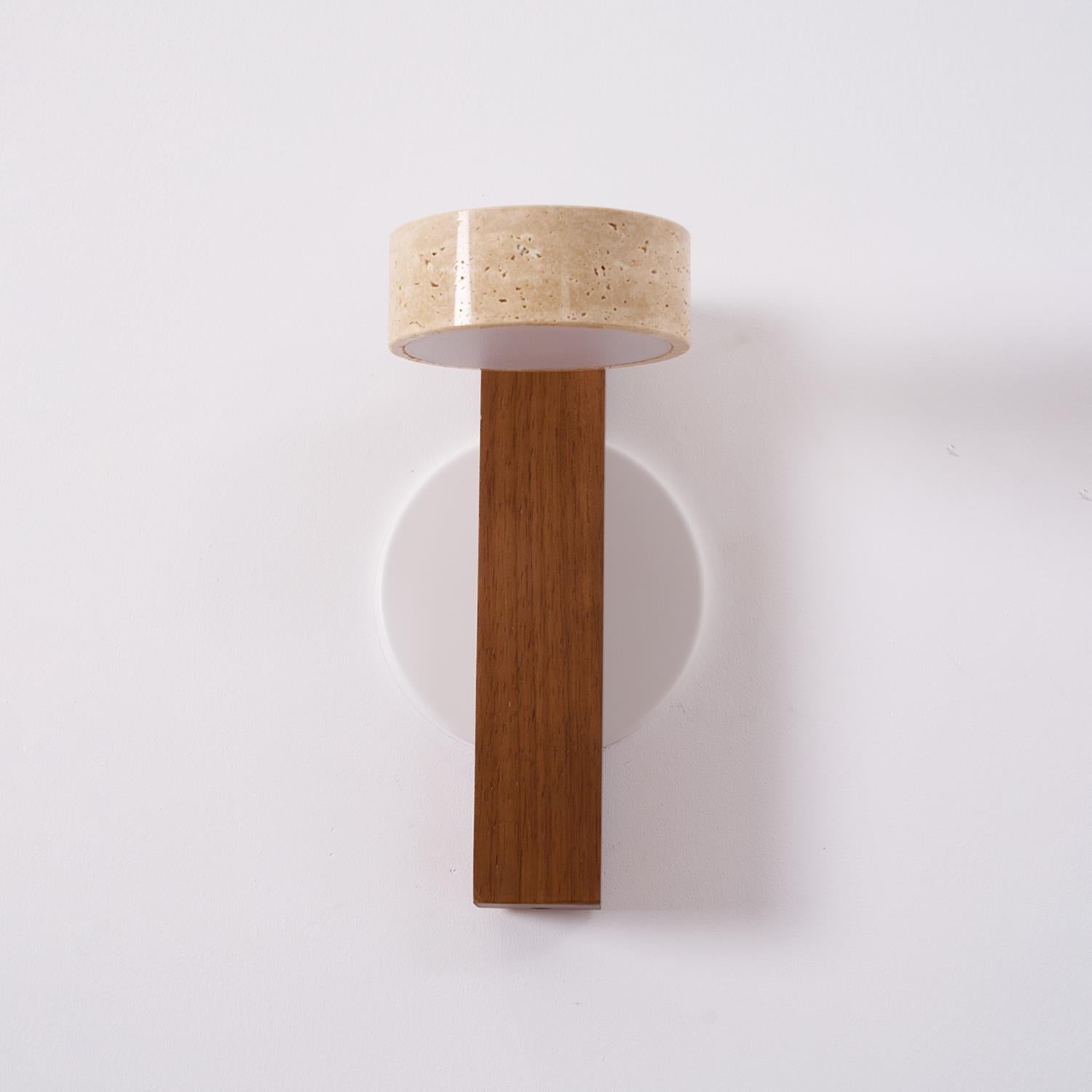 Wall Light Wood Yellow Travertine 9 in Tilted LED Indoor Bathroom Accent Lighting Modern | Thomler