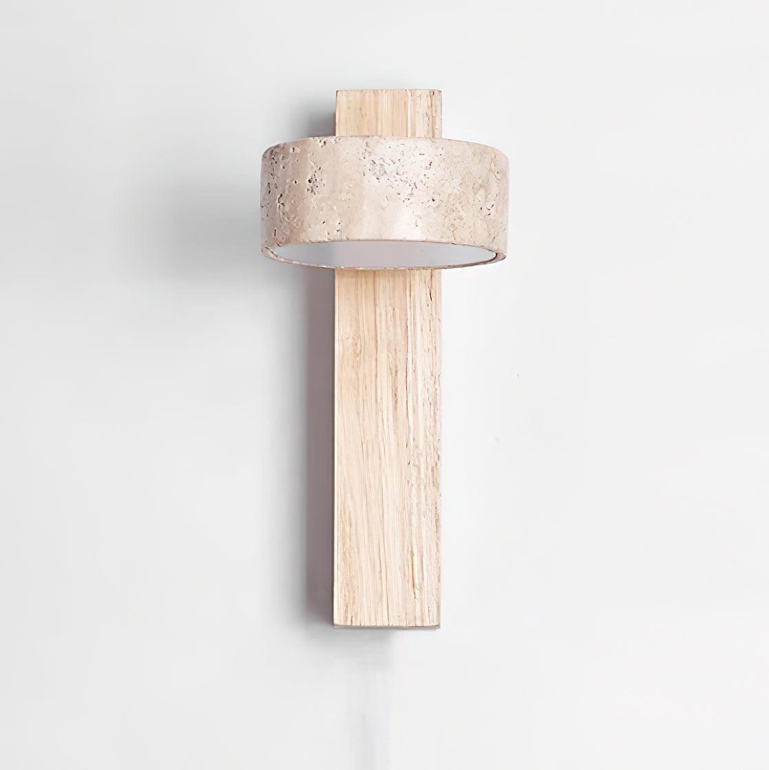 Wall Light Wood Yellow Travertine 9 in Tilted LED Indoor Bathroom Accent Lighting Modern | Thomler
