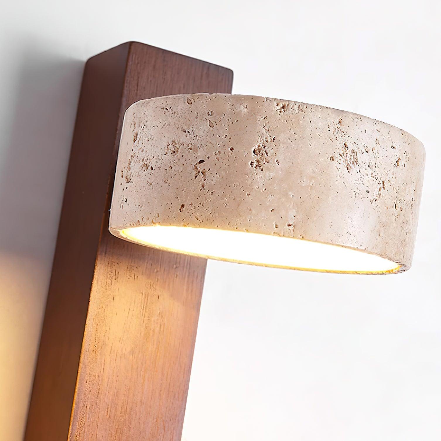 Wall Light Wood Yellow Travertine 9 in Tilted LED Indoor Bathroom Accent Lighting Modern | Thomler