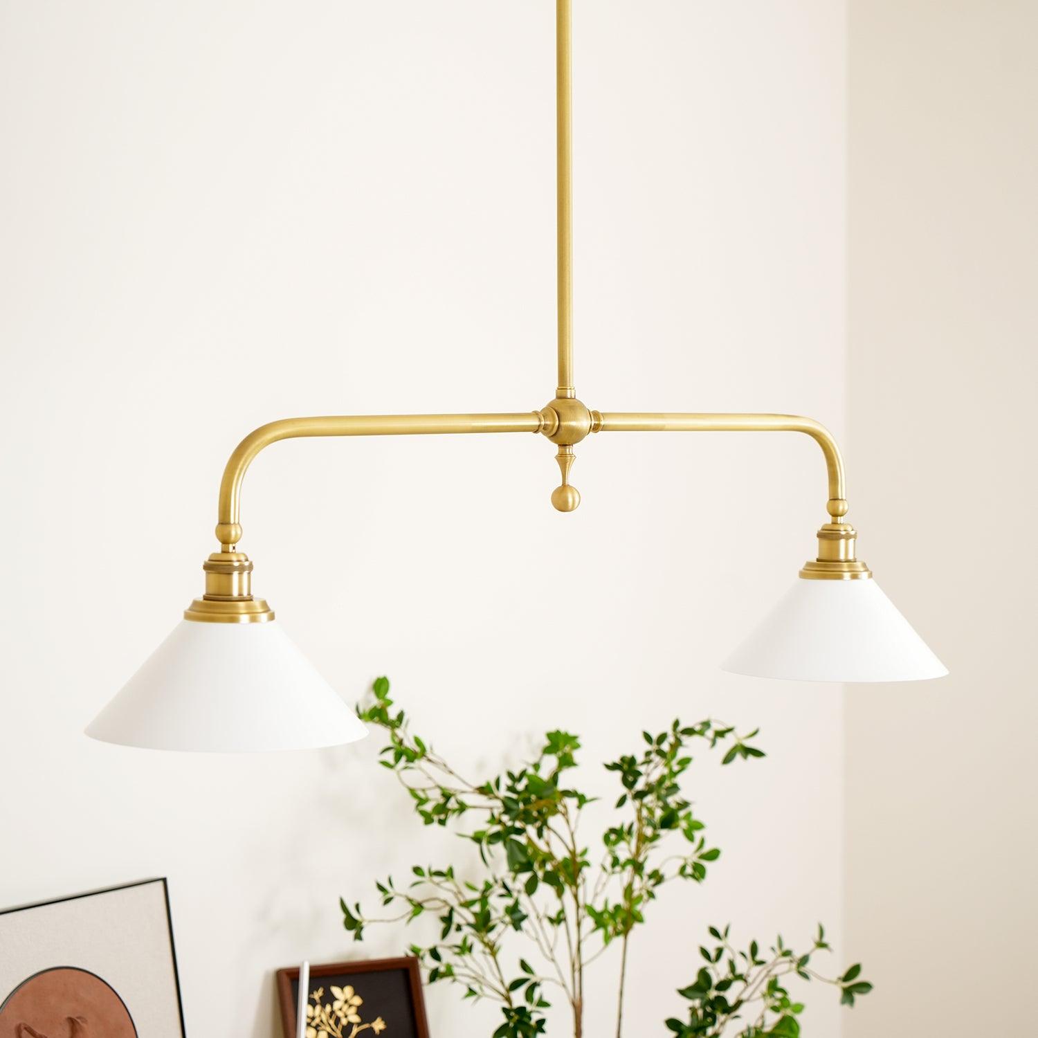 Pendant Light Aluminum Ceramic 40 in Adjustable Dining Table Island Hanging Ceiling Lamp White Modern Minimalist Lighting | Thomler