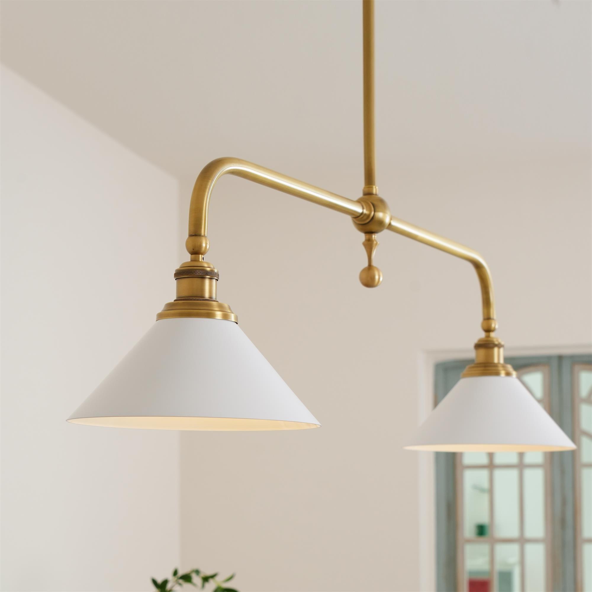 Pendant Light Aluminum Ceramic 40 in Adjustable Dining Table Island Hanging Ceiling Lamp White Modern Minimalist Lighting | Thomler