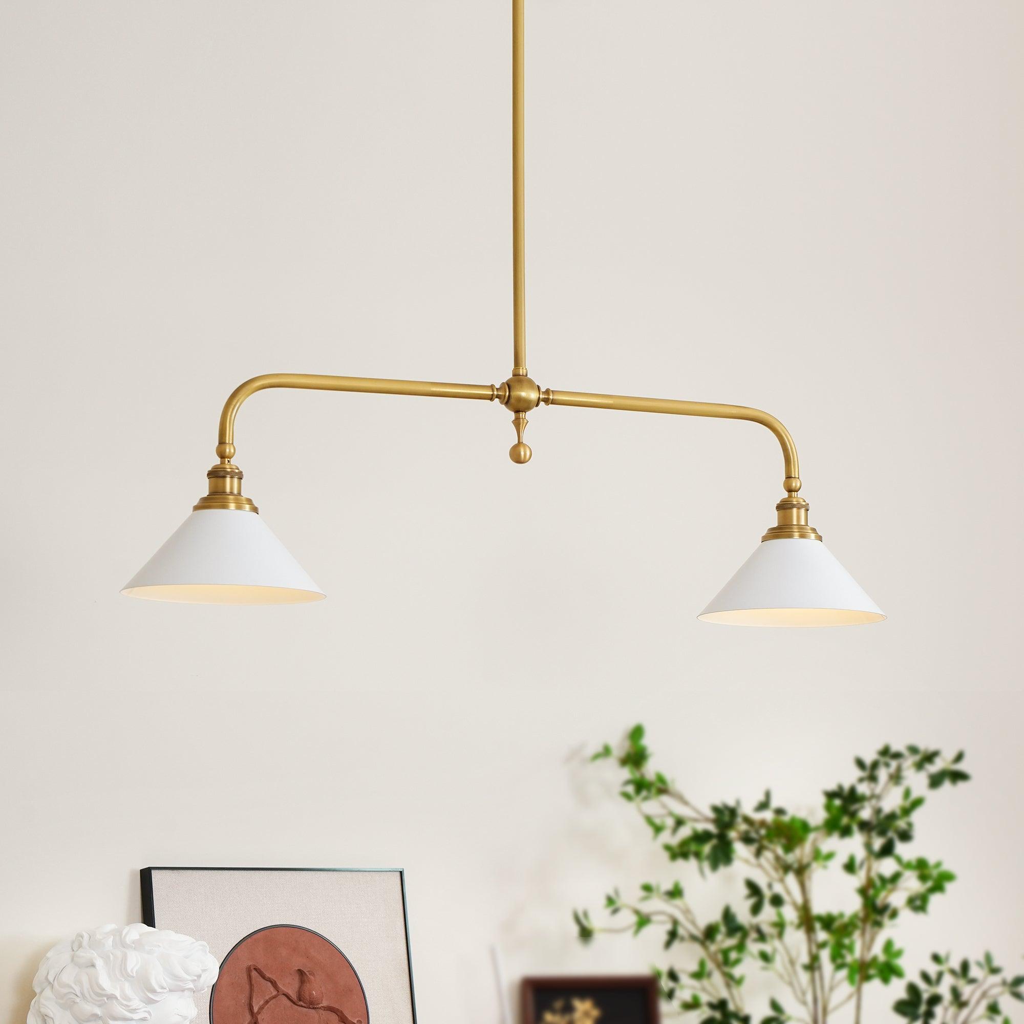 Pendant Light Aluminum Ceramic 40 in Adjustable Dining Table Island Hanging Ceiling Lamp White Modern Minimalist Lighting | Thomler