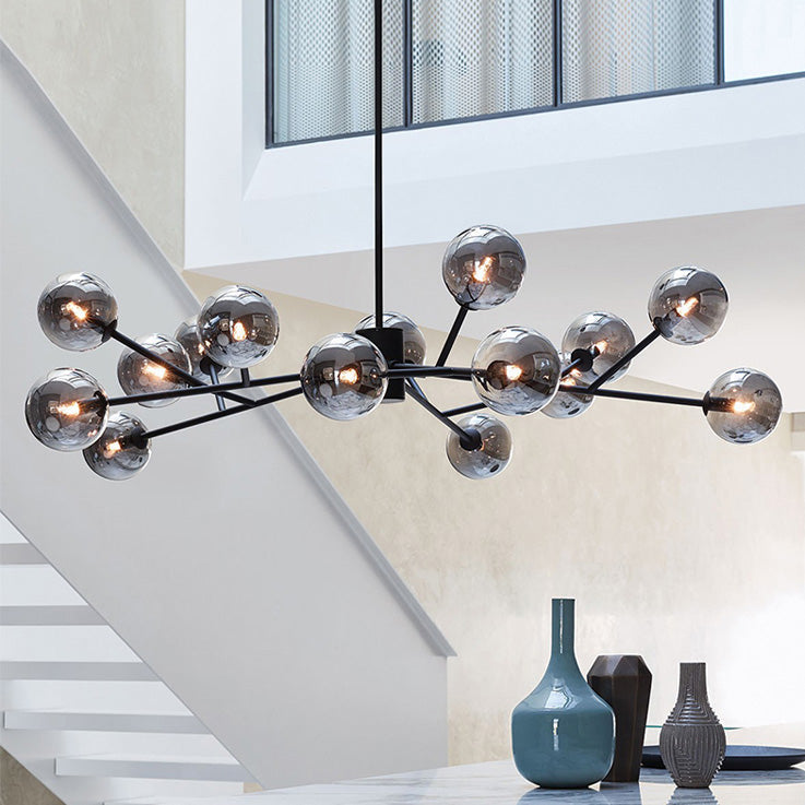 Chandelier Light Glass 112.0 cm Black Dining Room Kitchen Island Sputnik Pendant Ceiling Lamp Dimmable G9 | Thomler