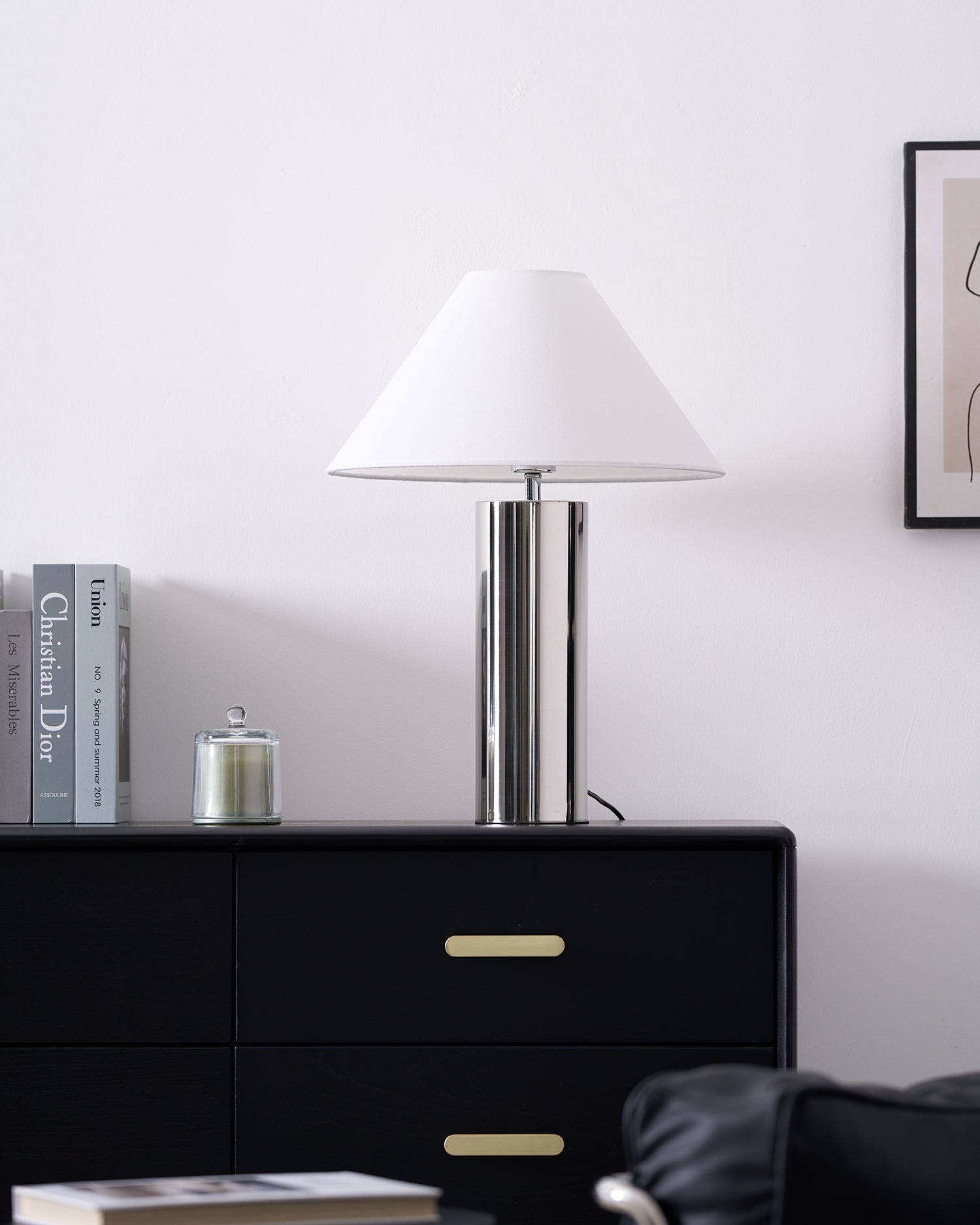 Table Lamp Cloth Iron 15.7 in White Modern Desk Bedroom Nightstand Reading Light | Thomler