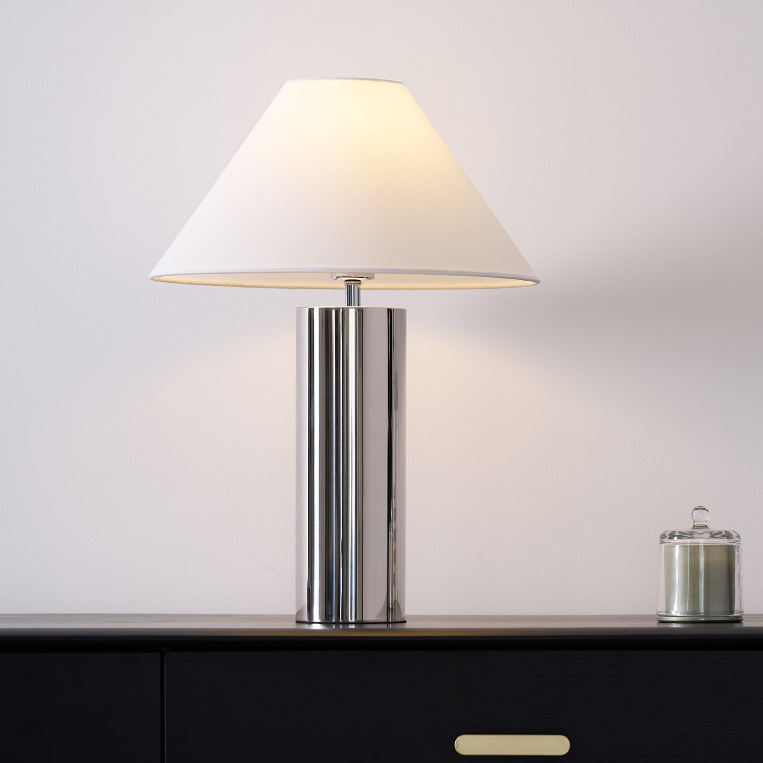 Table Lamp Cloth Iron 15.7 in White Modern Desk Bedroom Nightstand Reading Light | Thomler