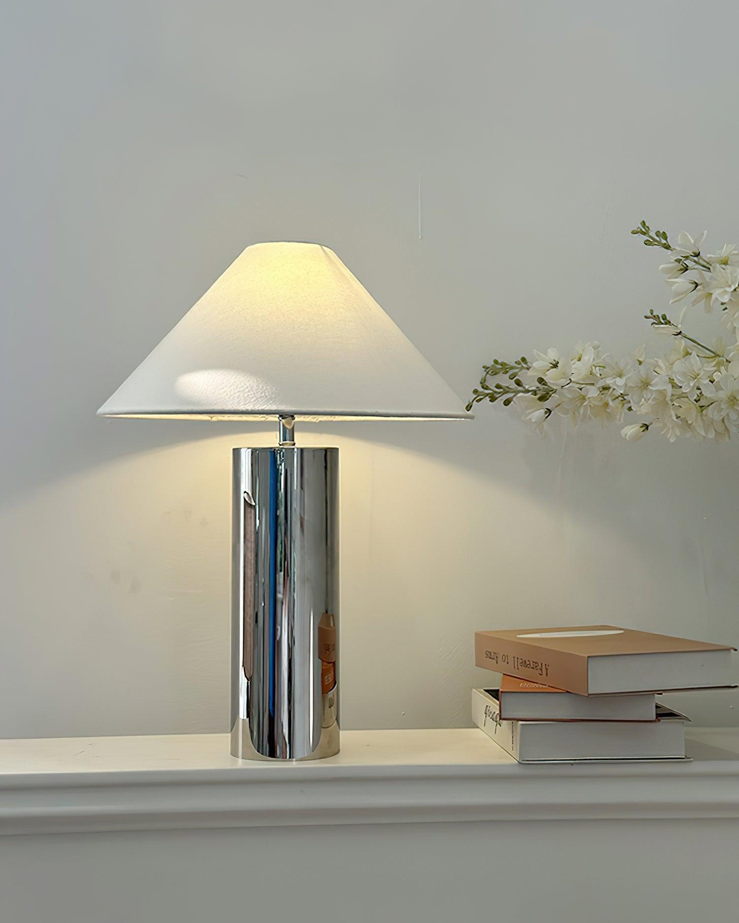 Table Lamp Cloth Iron 15.7 in White Modern Desk Bedroom Nightstand Reading Light | Thomler