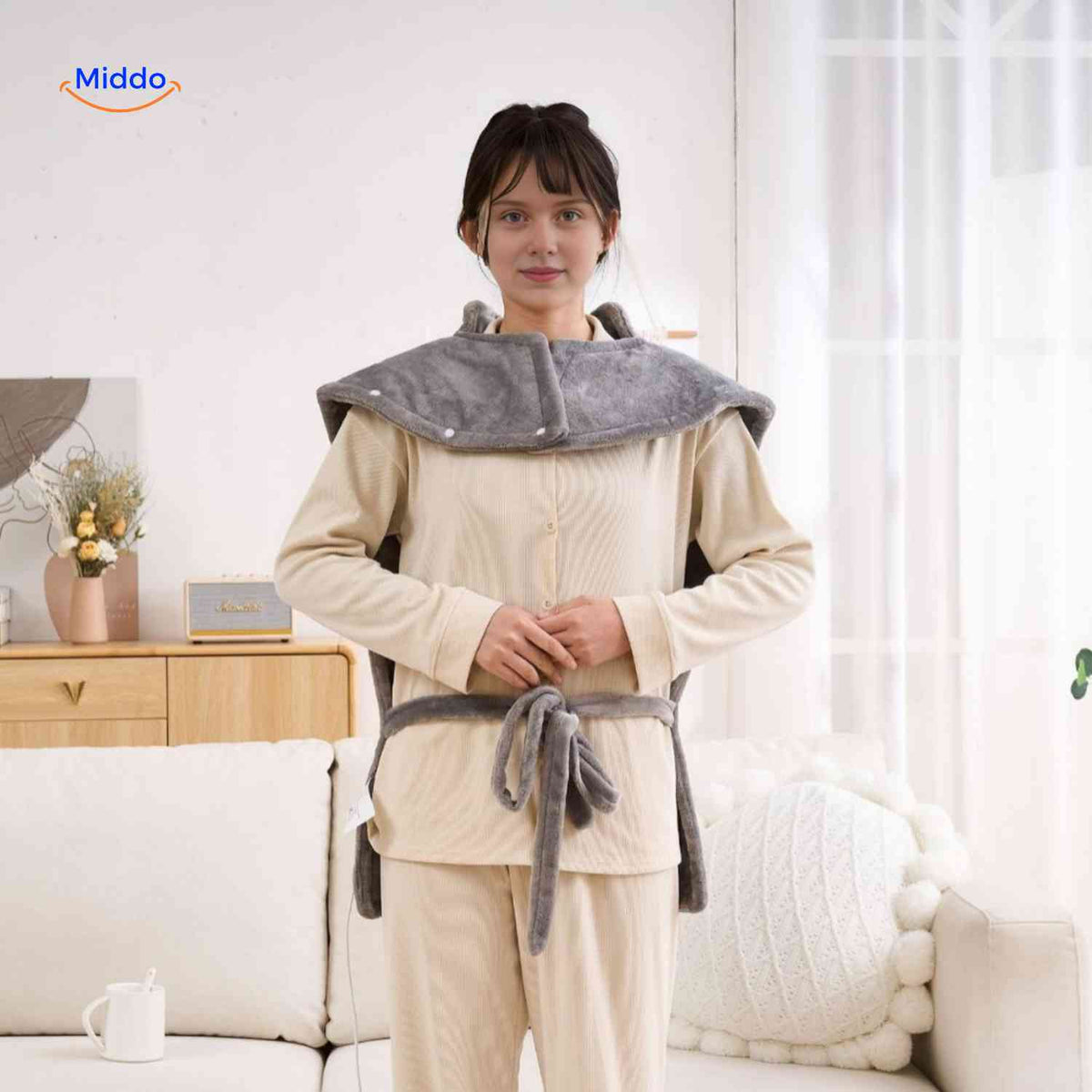 Electric Heating Wrap for Neck, Shoulders & Back – 6 Temperature Settings, Auto Shutoff, Machine Washable | Thomler