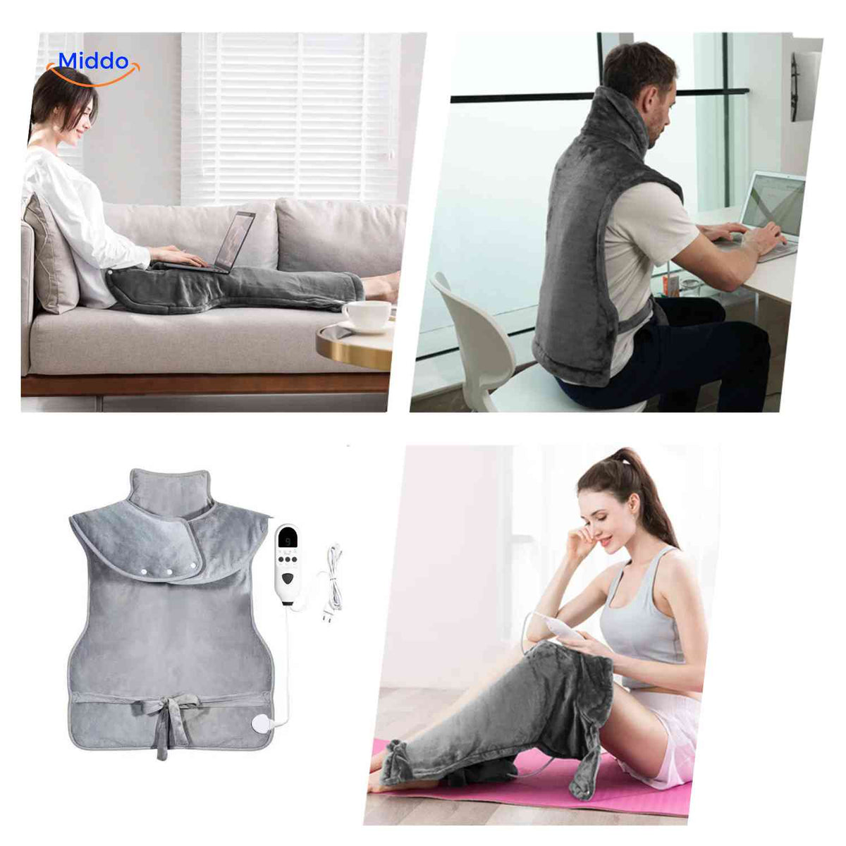 Electric Heating Wrap for Neck, Shoulders & Back – 6 Temperature Settings, Auto Shutoff, Machine Washable | Thomler