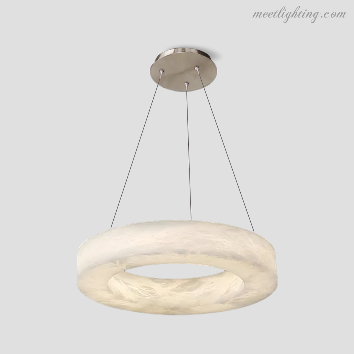 Circular Alabaster LED Ceiling Light with Brass Frame for Dining Room & Living Room | Modern Flush Mount Fixture | Thomler