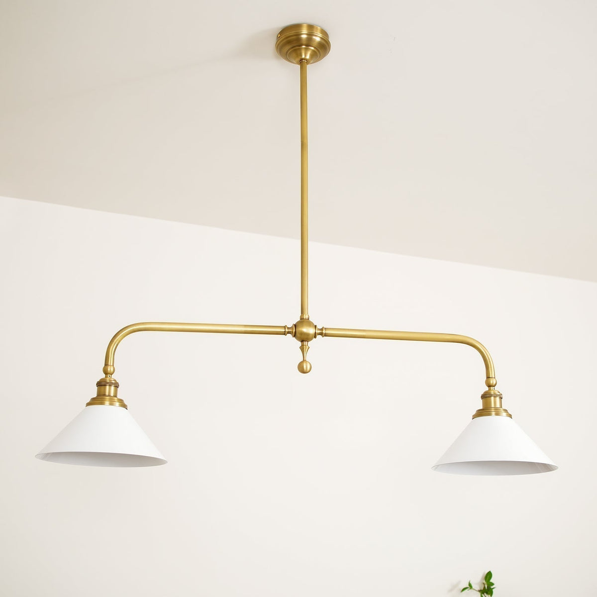 Double-Head Island Pendant Light with Cone Shades – Brushed Metal Finish | Thomler