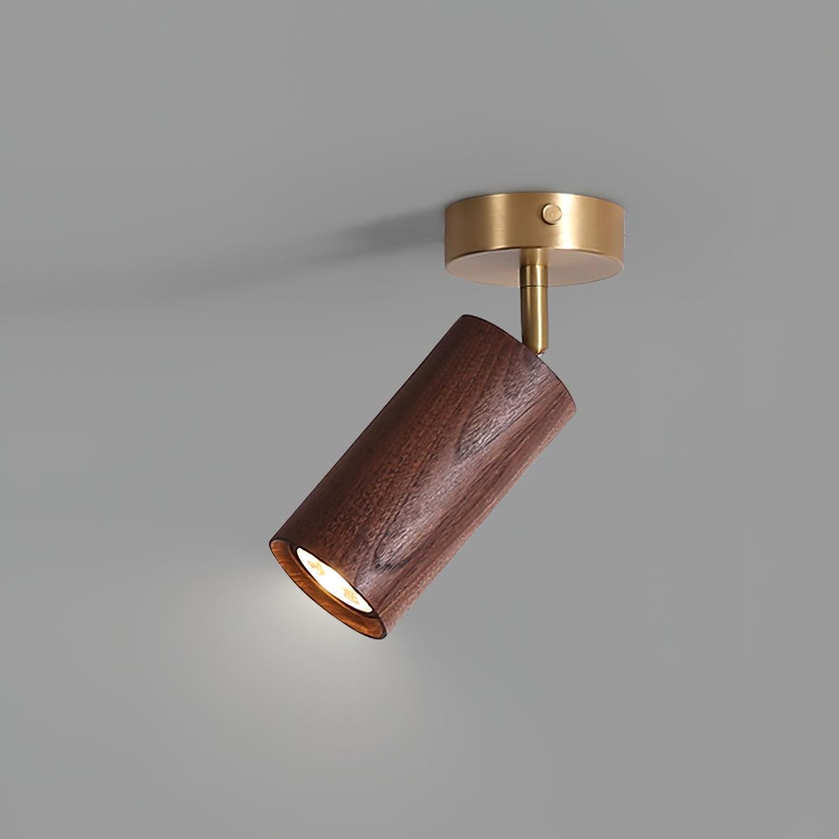 Track Light Walnut Wood Adjustable 31.4 in Multi-Head Ceiling Fixture Gold Finish Living Room Kitchen Hallway Lighting | Thomler