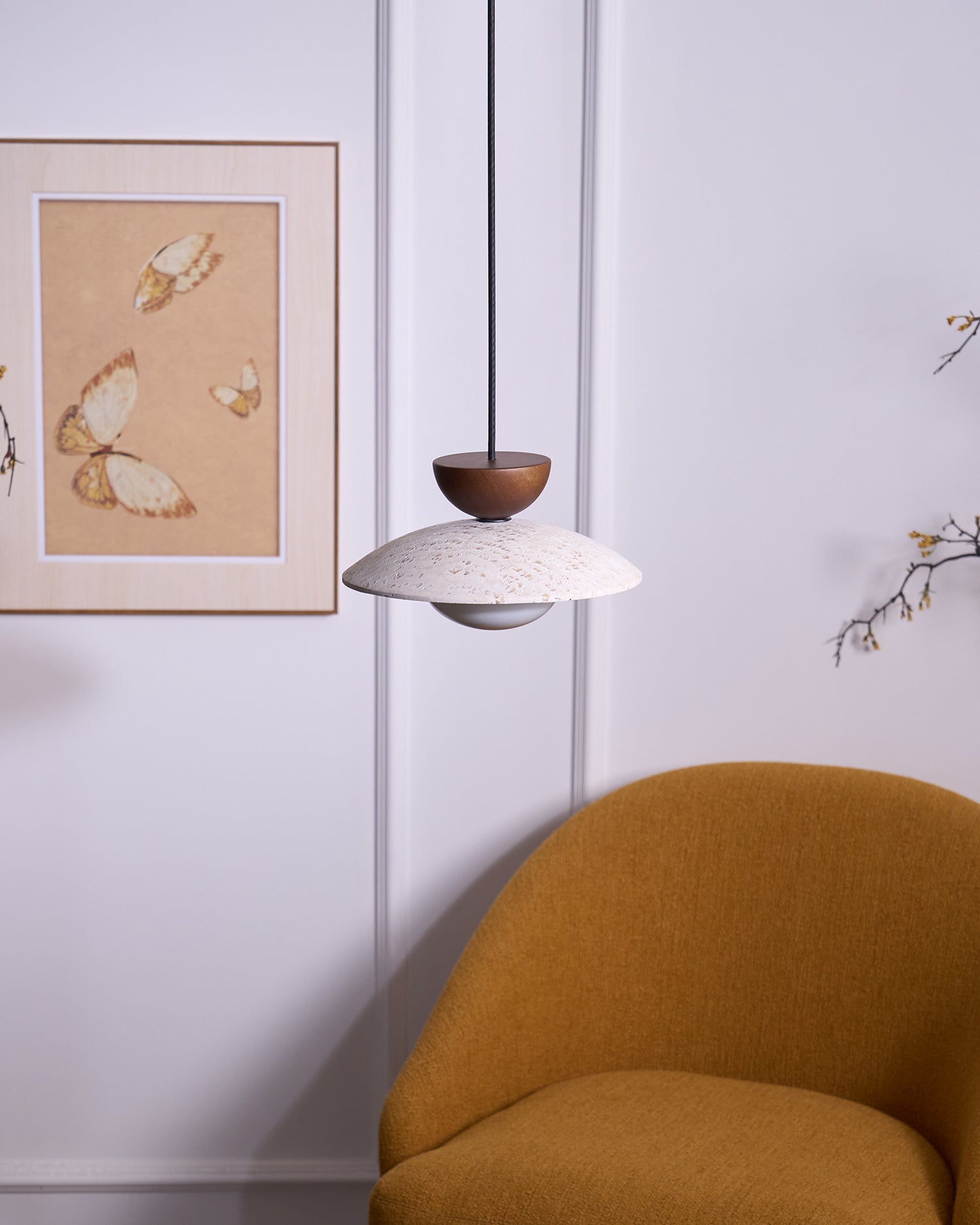 Pendant Light Travertine Glass Shade 9.8 in Modern Dining Room Kitchen Island Hanging Ceiling Lamp | Thomler