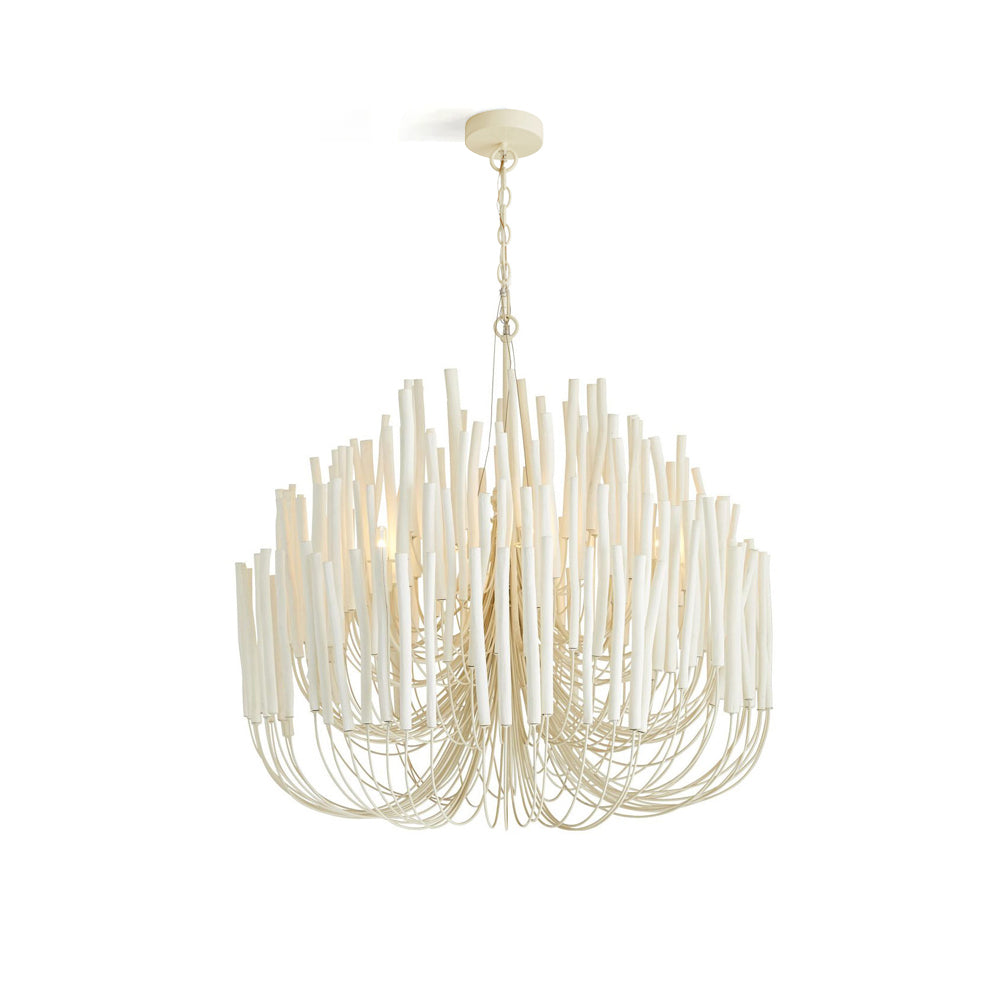 Chandelier Metal 20 in Ivory Modern Dining Room Ceiling Light Decorative Fixture | Thomler