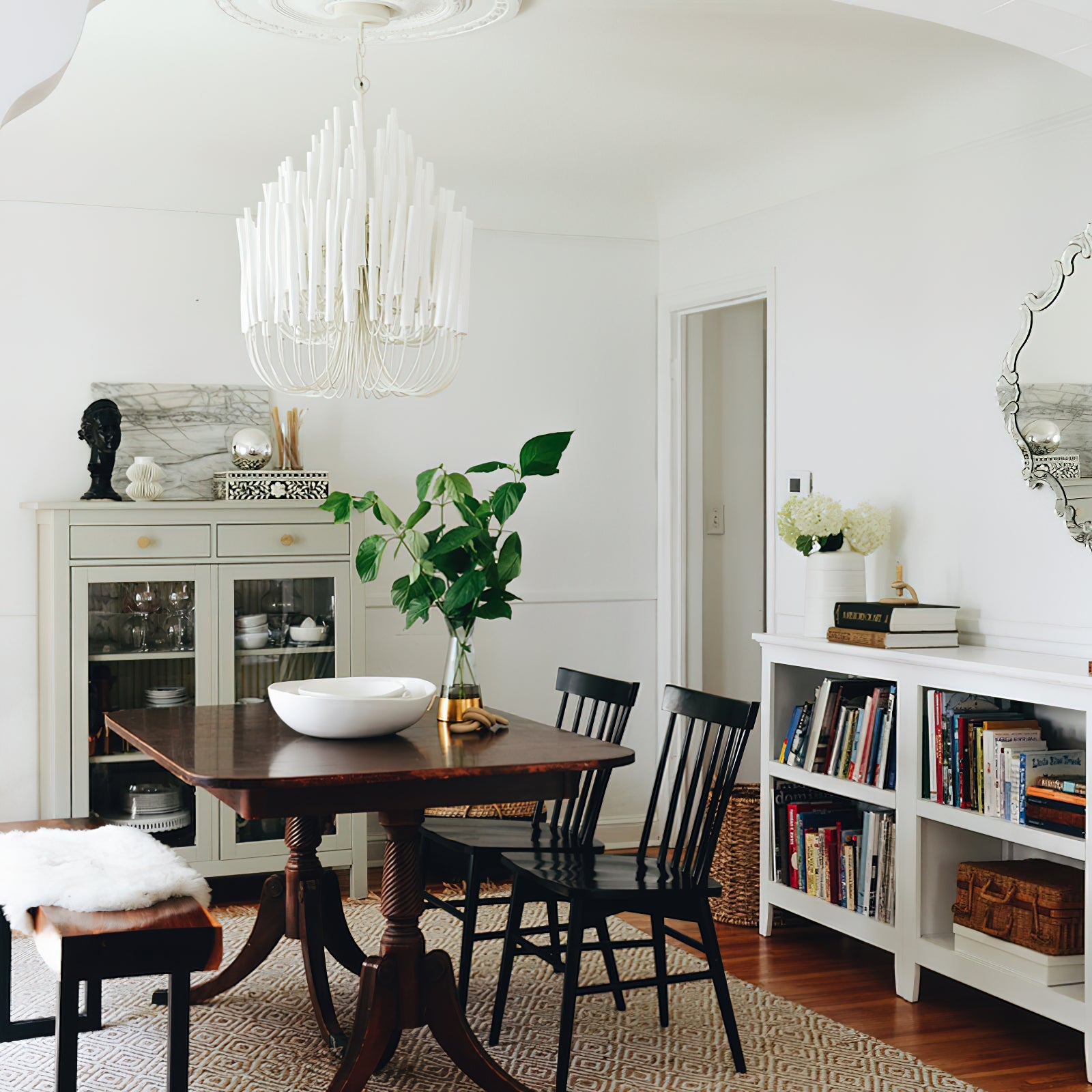 Chandelier Metal 20 in Ivory Modern Dining Room Ceiling Light Decorative Fixture | Thomler