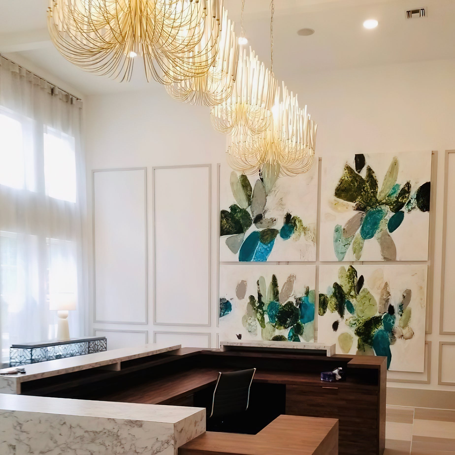 Chandelier Metal 20 in Ivory Modern Dining Room Ceiling Light Decorative Fixture | Thomler