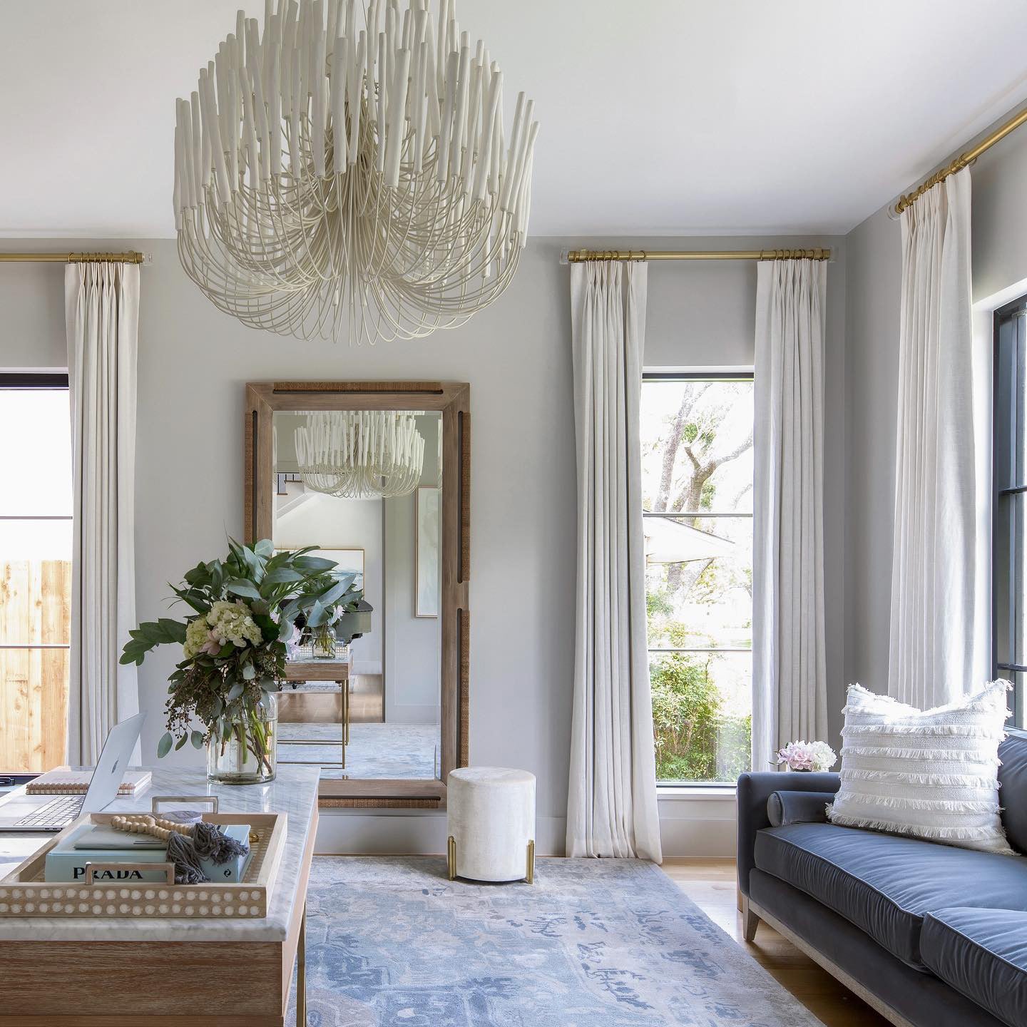 Chandelier Metal 20 in Ivory Modern Dining Room Ceiling Light Decorative Fixture | Thomler