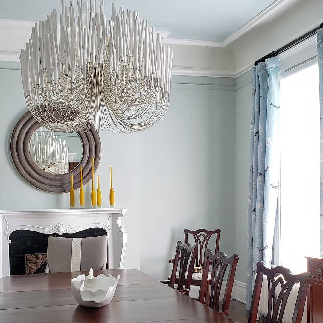 Chandelier Metal 20 in Ivory Modern Dining Room Ceiling Light Decorative Fixture | Thomler