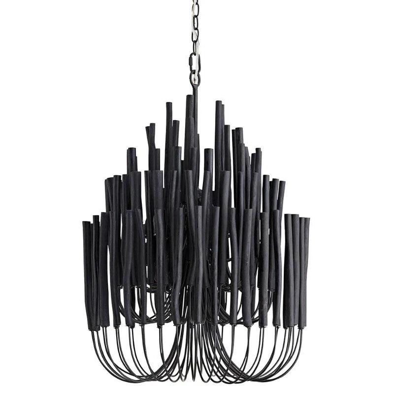 Chandelier Wood Metal 31.5 in Round Whitewash Living Room Dining Bedroom Lighting Fixture | Thomler