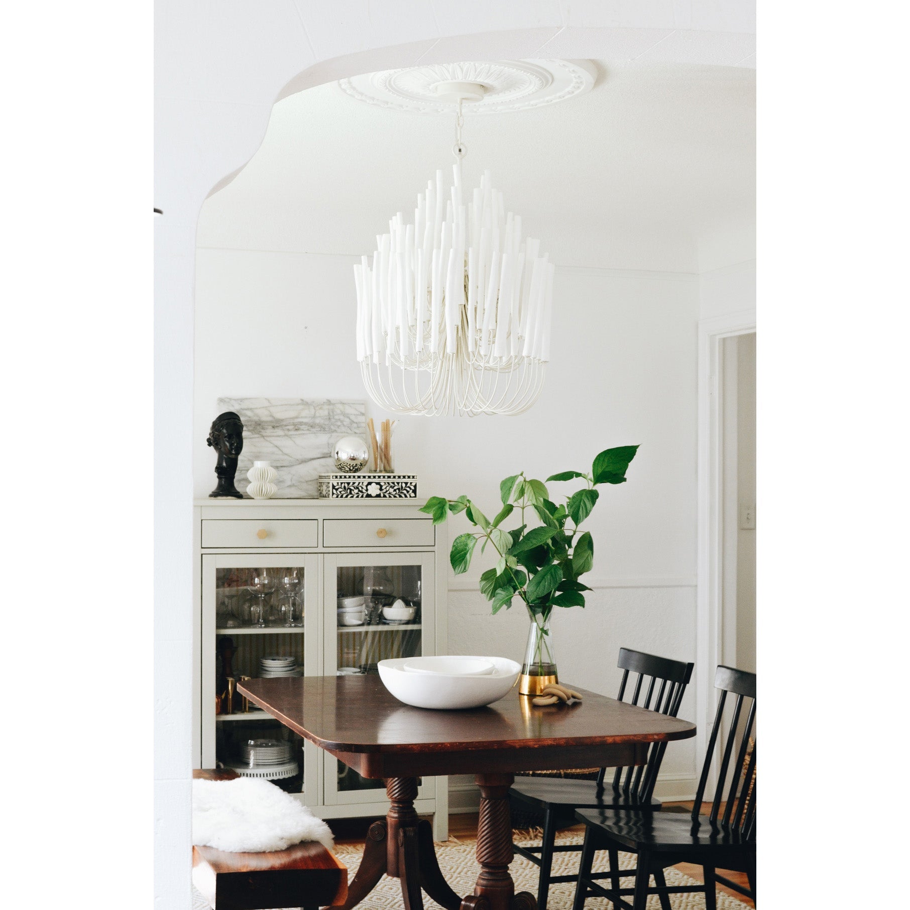 Chandelier Metal 20 in Ivory Modern Dining Room Ceiling Light Decorative Fixture | Thomler