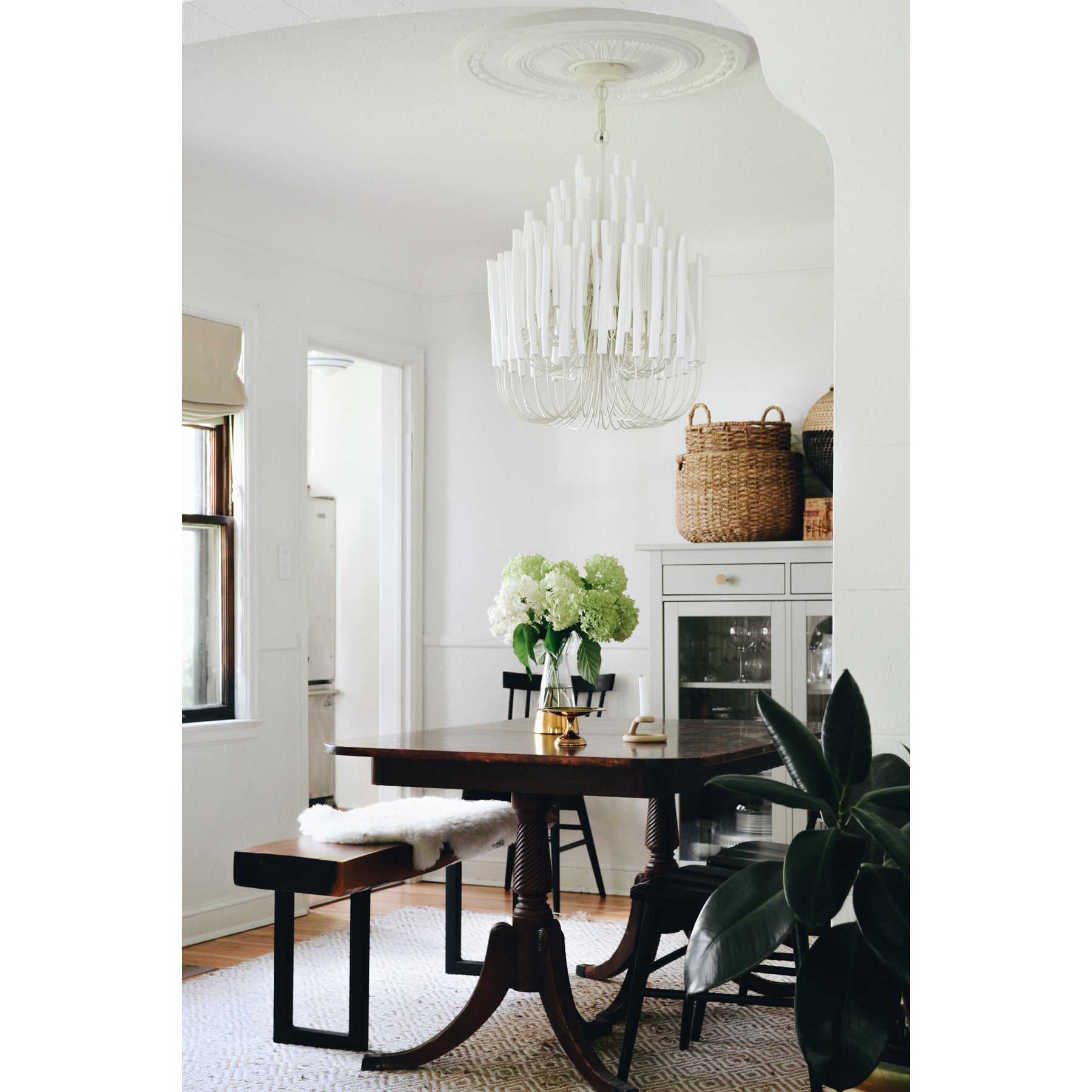 Chandelier Metal 20 in Ivory Modern Dining Room Ceiling Light Decorative Fixture | Thomler