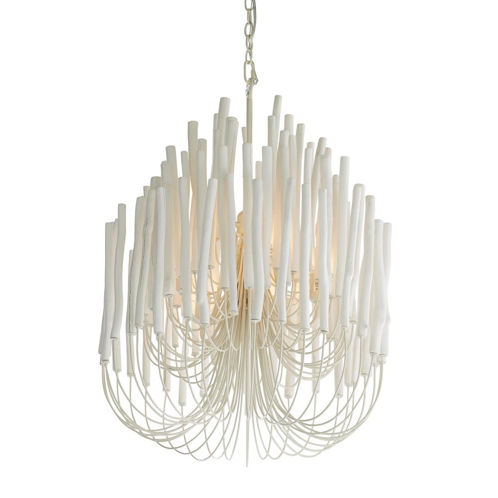 Chandelier Metal 20 in Ivory Modern Dining Room Ceiling Light Decorative Fixture | Thomler