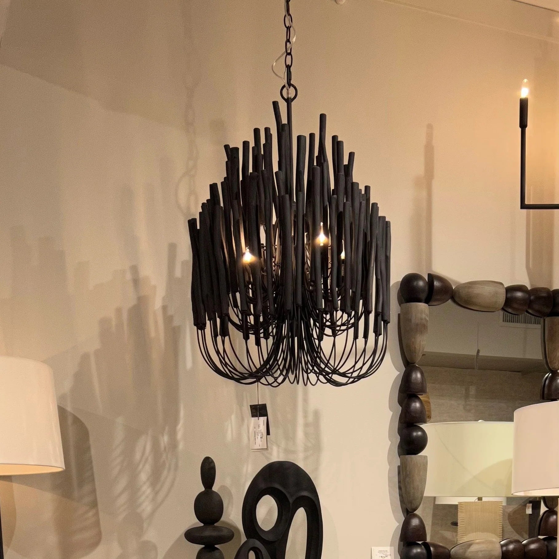 Chandelier Metal 20 in Ivory Modern Dining Room Ceiling Light Decorative Fixture | Thomler