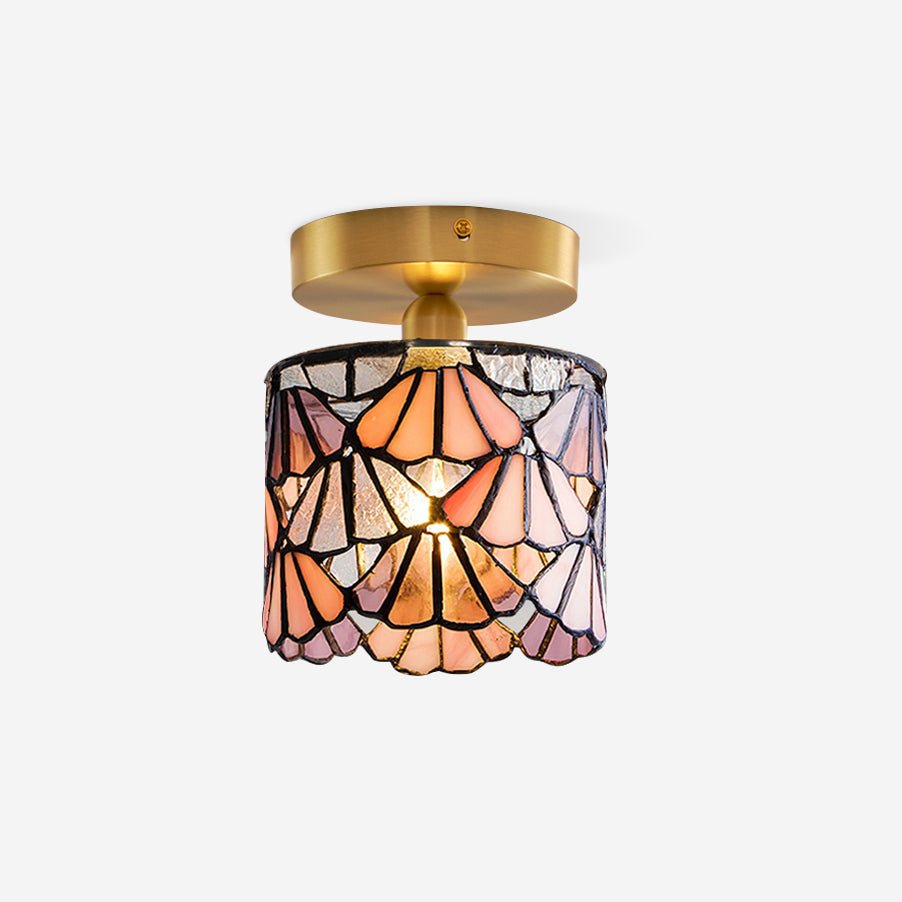 Ceiling Light Glass Stained 5.3 in Vintage Bathroom Bedroom Fixture Blue Pink Decorative Lighting | Thomler