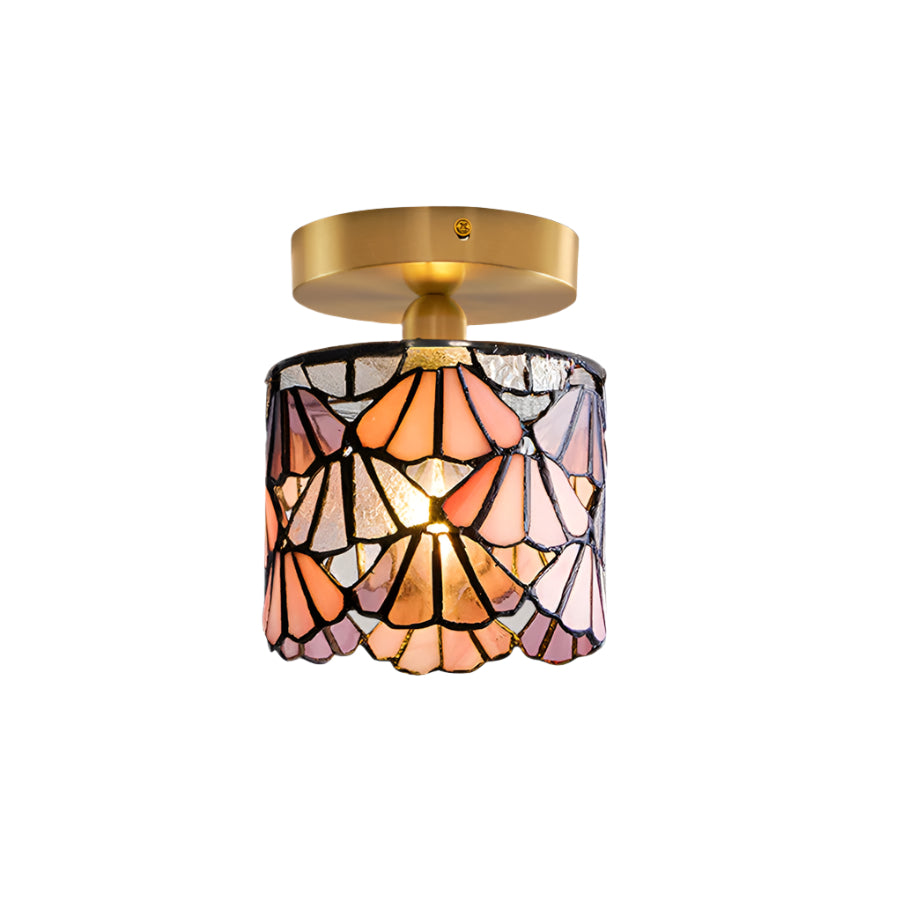 Ceiling Lamp Glass Mosaic E14 Blue Pink Bathroom Hallway Compact Tiffany Style Lighting Fixture | Thomler