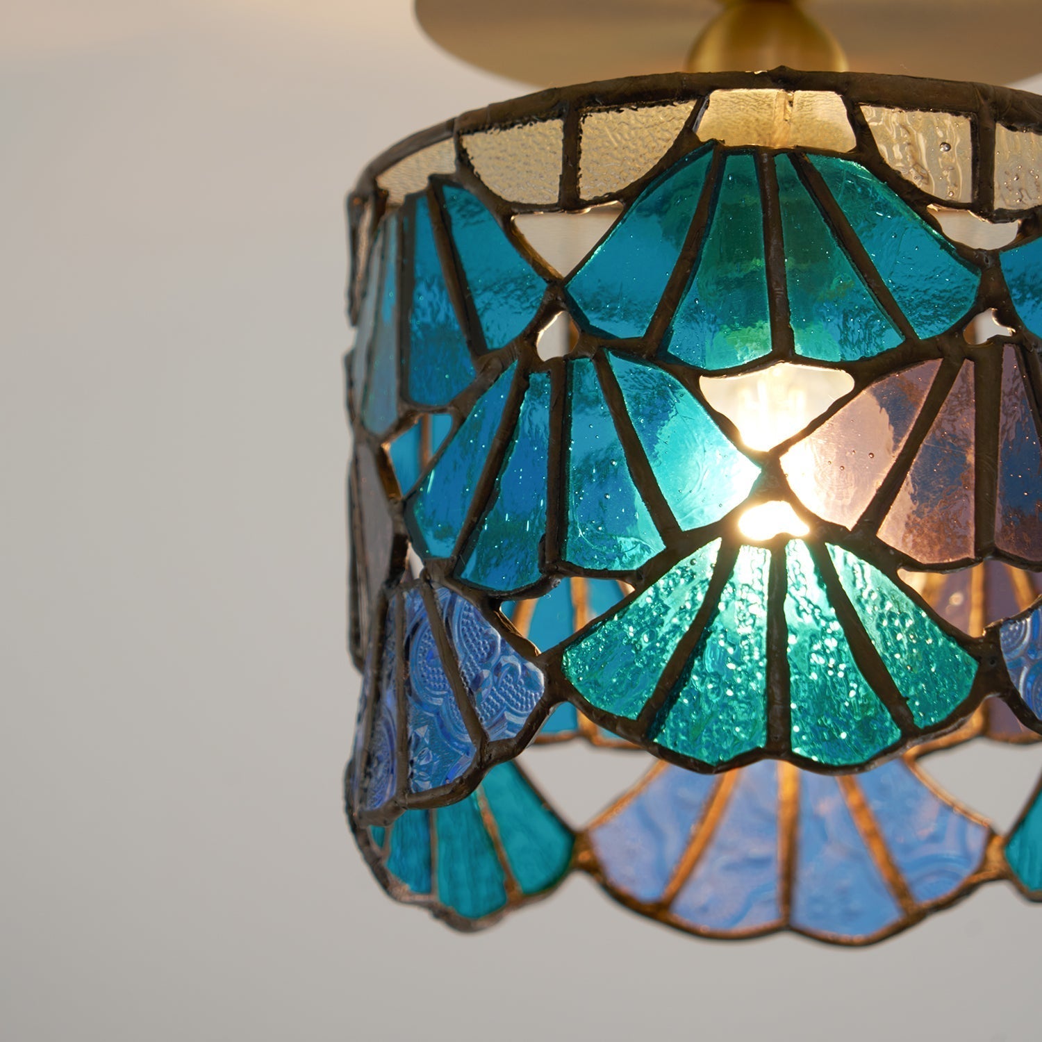 Ceiling Light Glass Mosaic 20.0 cm E14 Blue Pink Bathroom Hallway Decorative Lamp Atmosphere Accent Lighting | Thomler