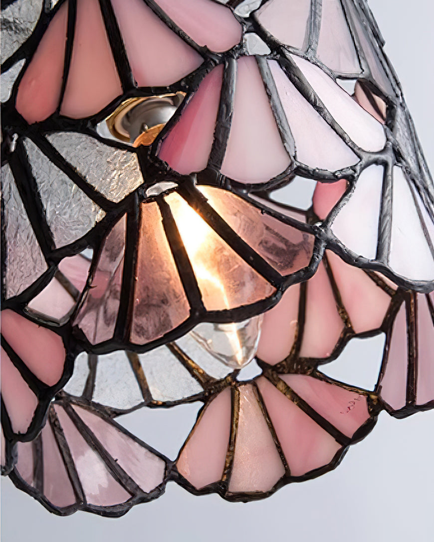 Pendant Light Glass 5.3 in Blue Pink Brass Stained Ceiling Lamp Vintage Home Dining Room Kitchen Lighting | Thomler