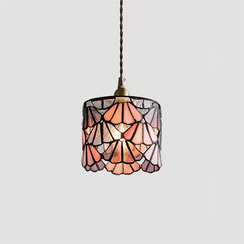 Pendant Light Glass 5.3 in Blue Pink Brass Stained Ceiling Lamp Vintage Home Dining Room Kitchen Lighting | Thomler